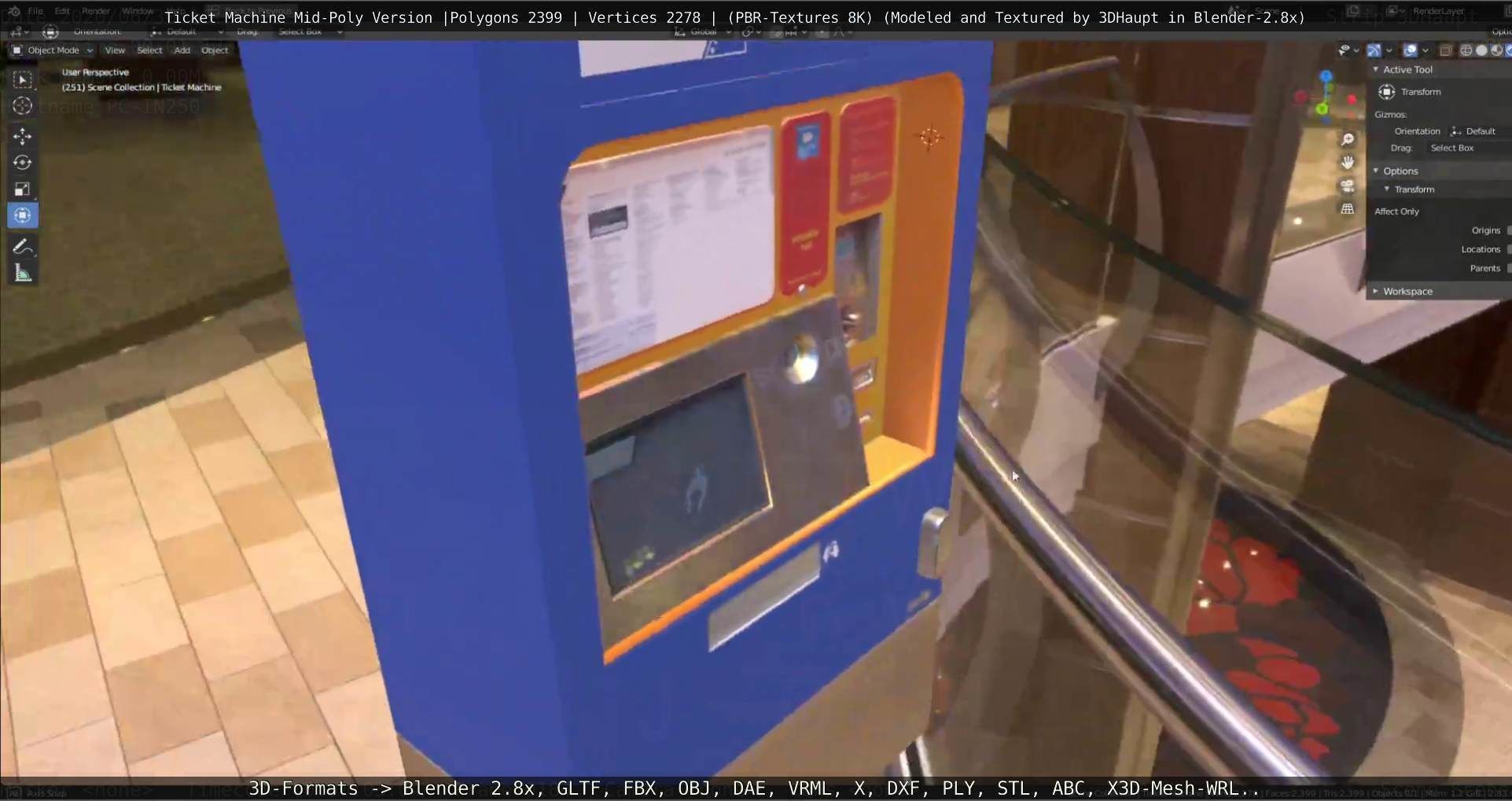 Mid-Poly Ticket Machine Low-poly 3D model_28