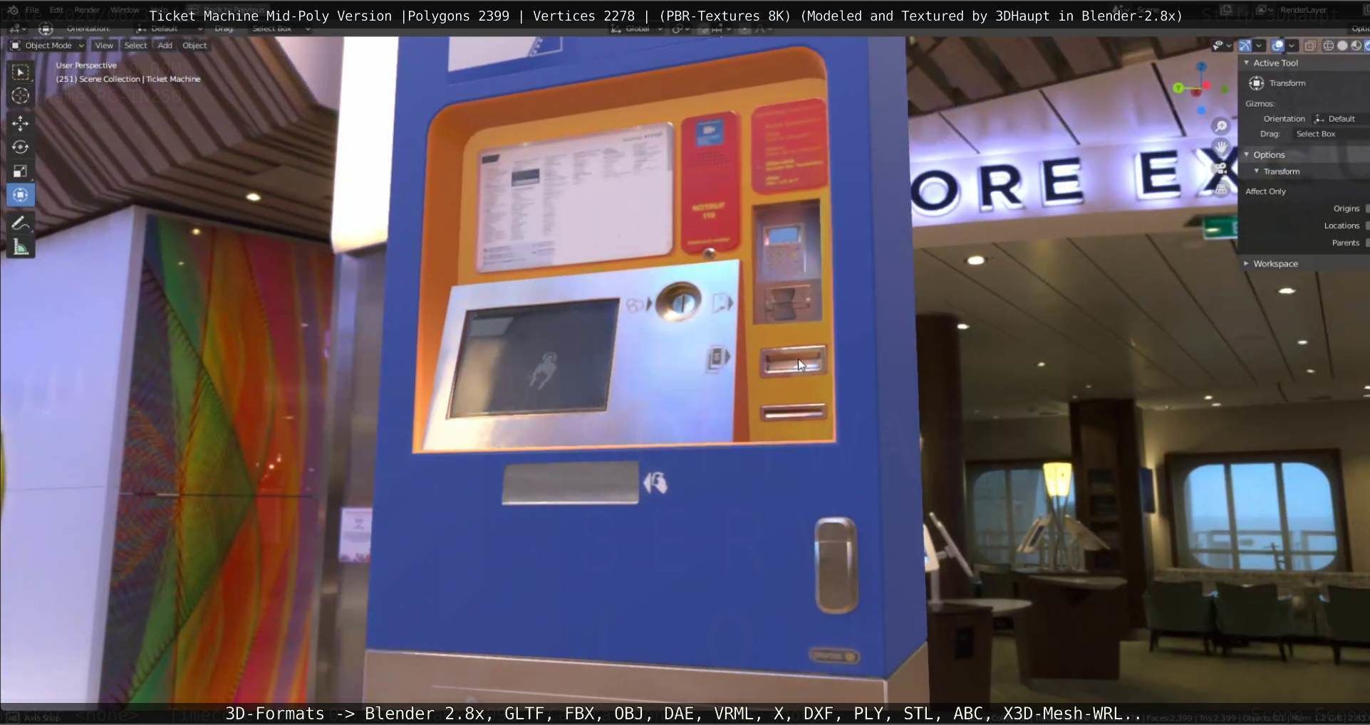 Mid-Poly Ticket Machine Low-poly 3D model_26