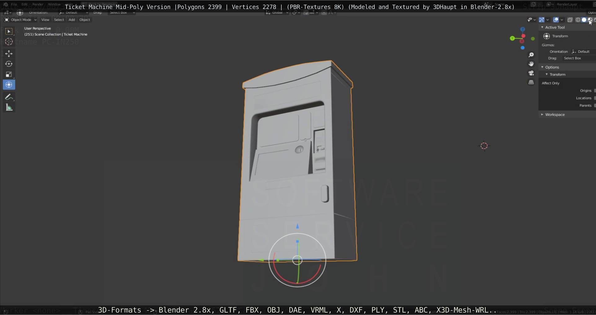 Mid-Poly Ticket Machine Low-poly 3D model_123