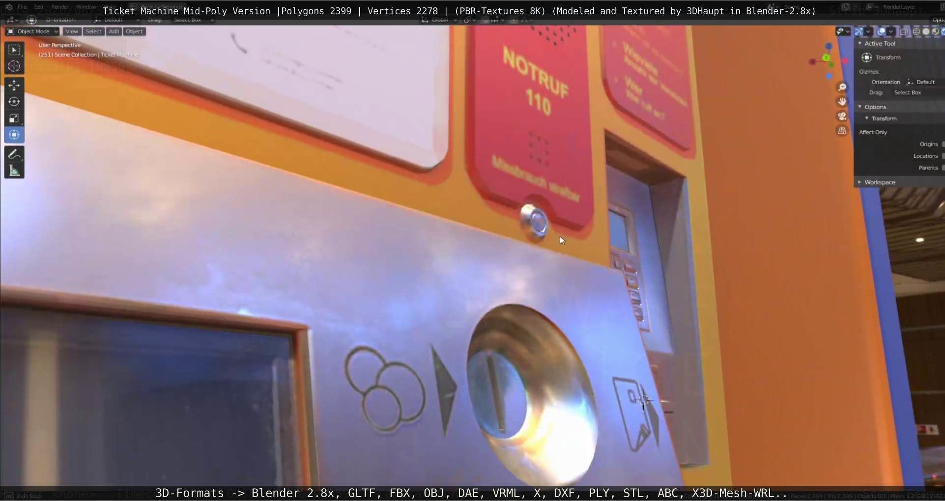 Mid-Poly Ticket Machine Low-poly 3D model_33