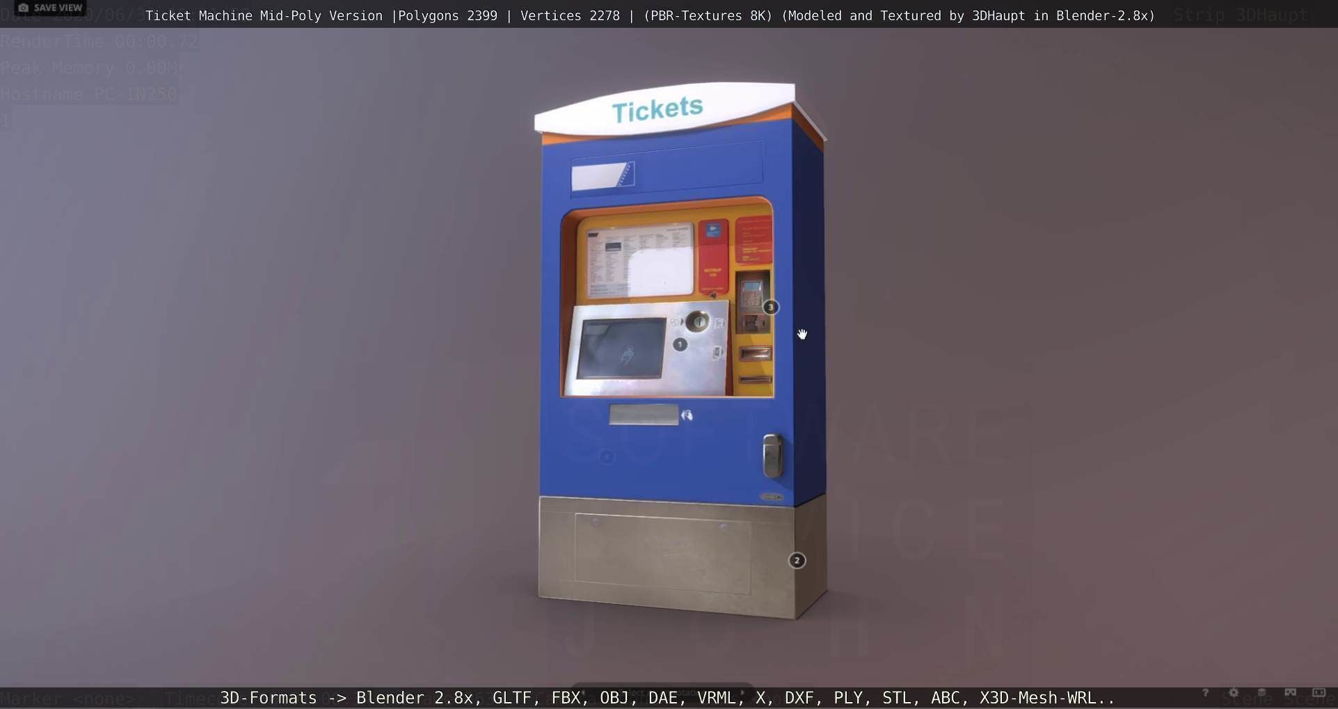 Mid-Poly Ticket Machine Low-poly 3D model_143