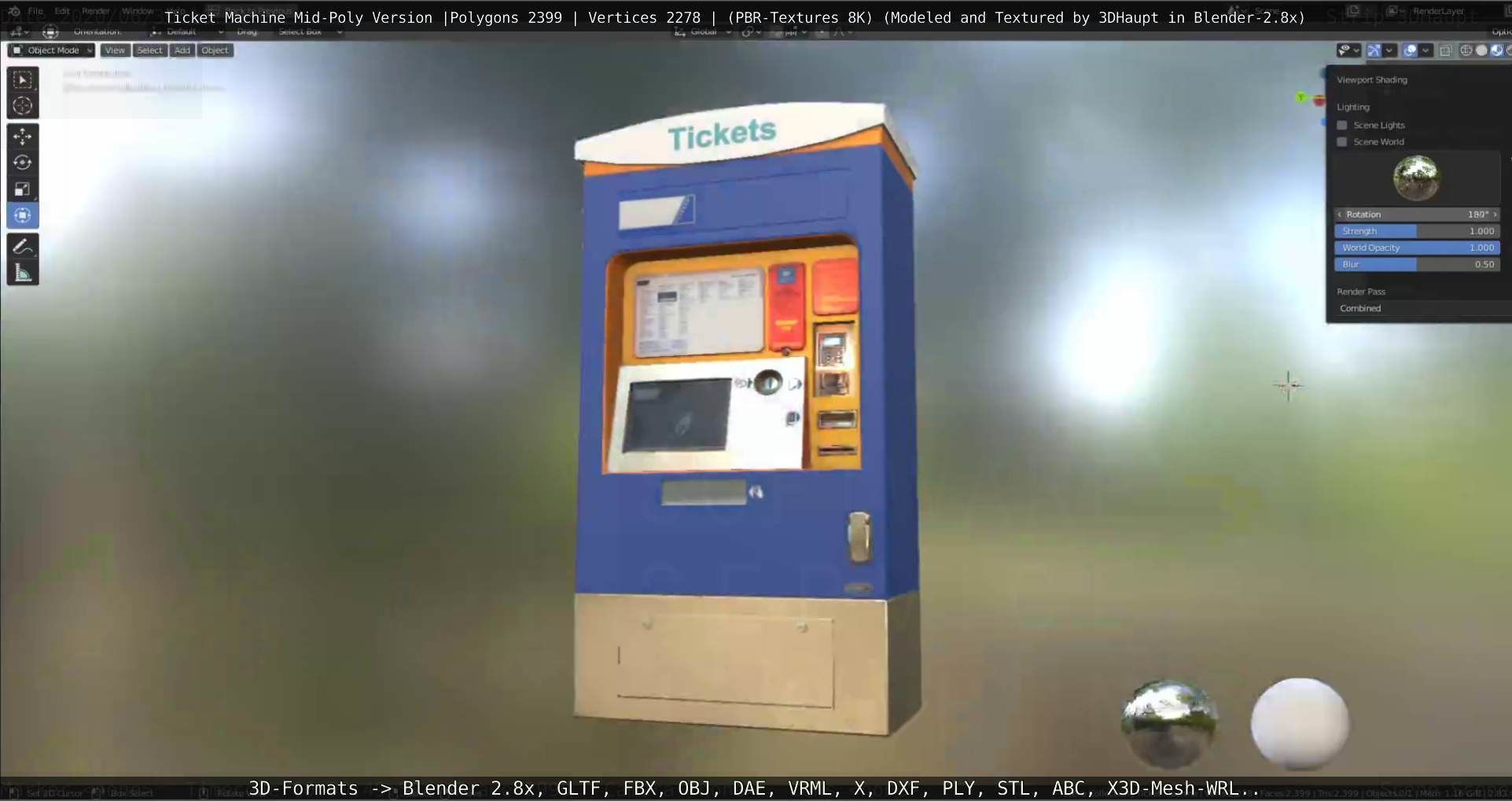 Mid-Poly Ticket Machine Low-poly 3D model_130