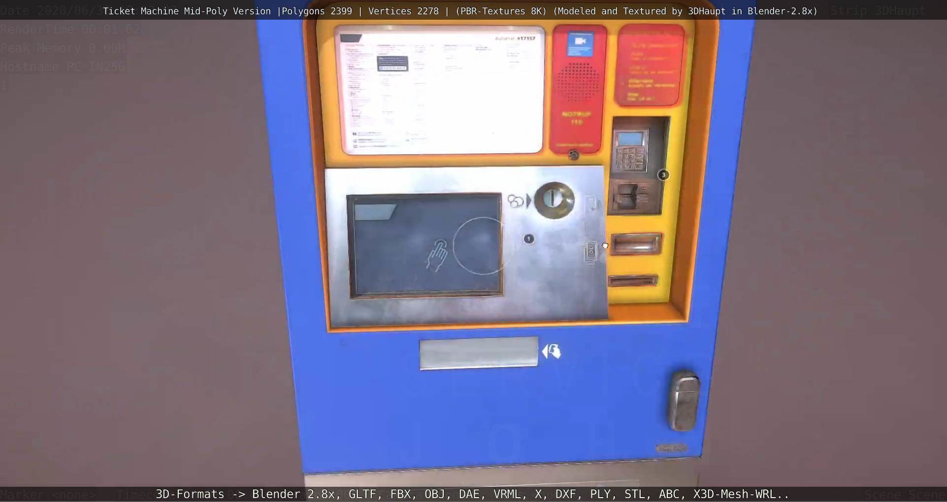 Mid-Poly Ticket Machine Low-poly 3D model_16