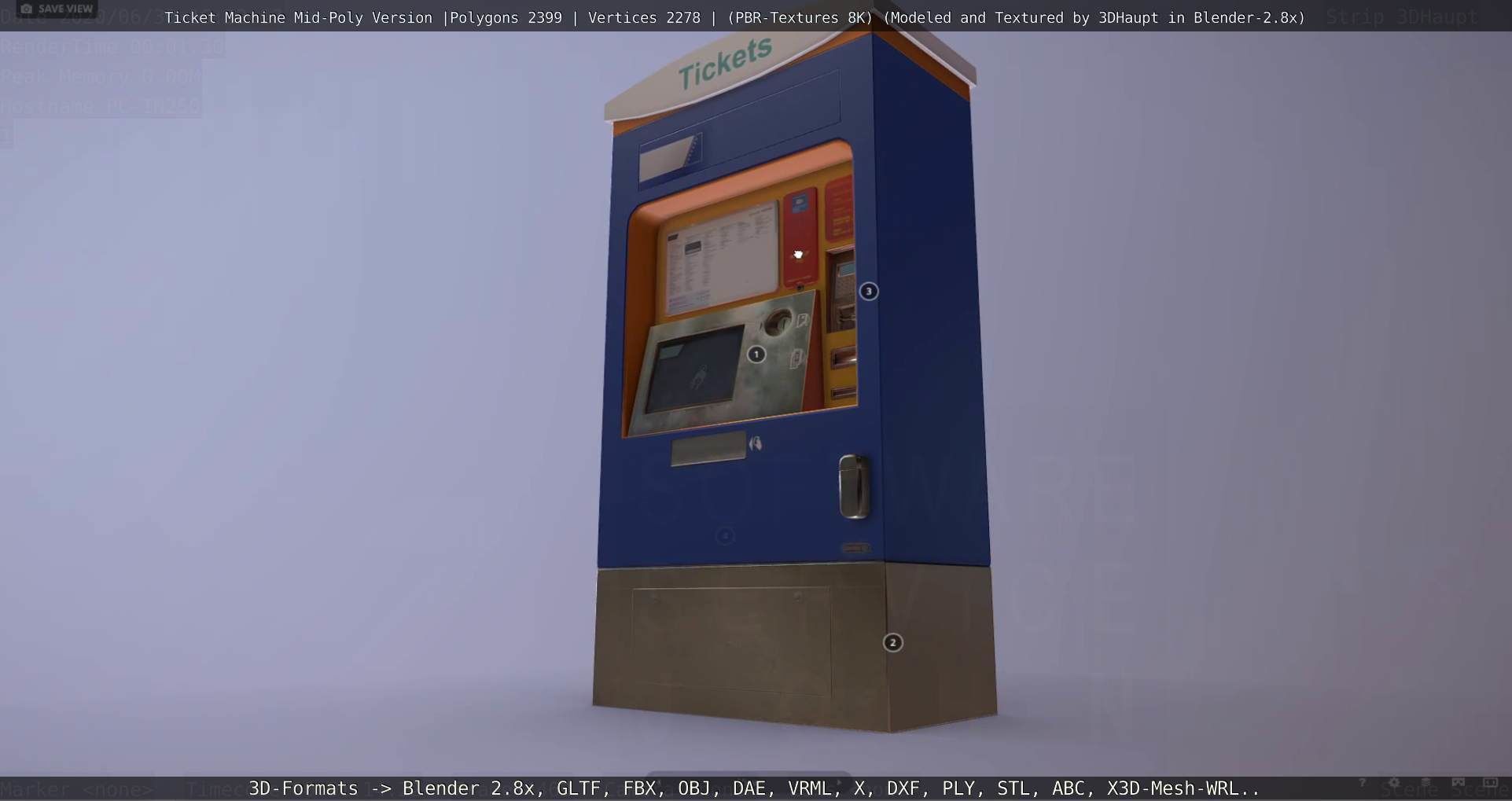 Mid-Poly Ticket Machine Low-poly 3D model_54