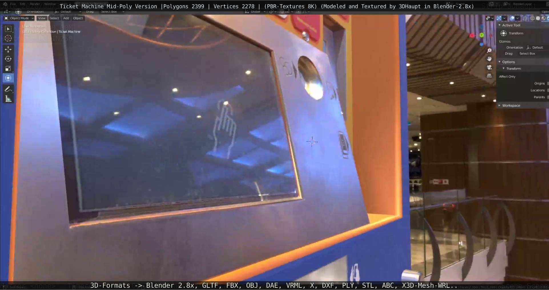 Mid-Poly Ticket Machine Low-poly 3D model_32