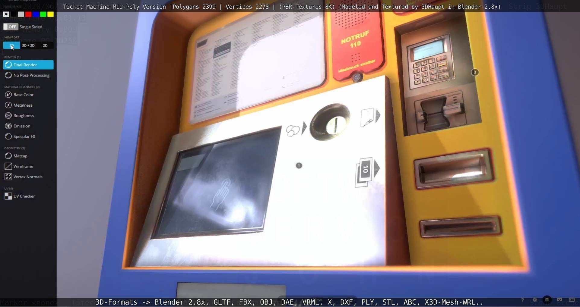 Mid-Poly Ticket Machine Low-poly 3D model_88