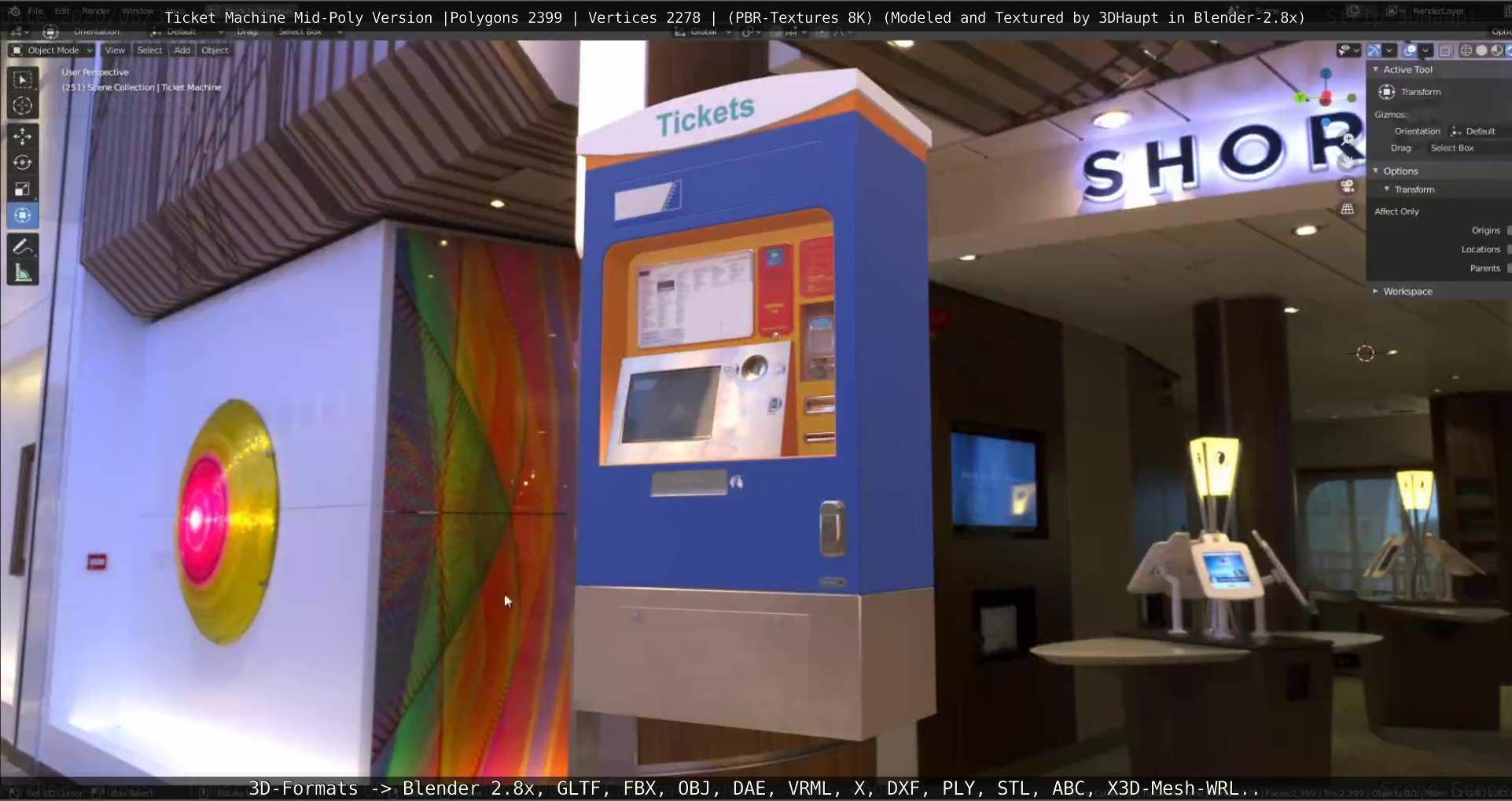 Mid-Poly Ticket Machine Low-poly 3D model_25