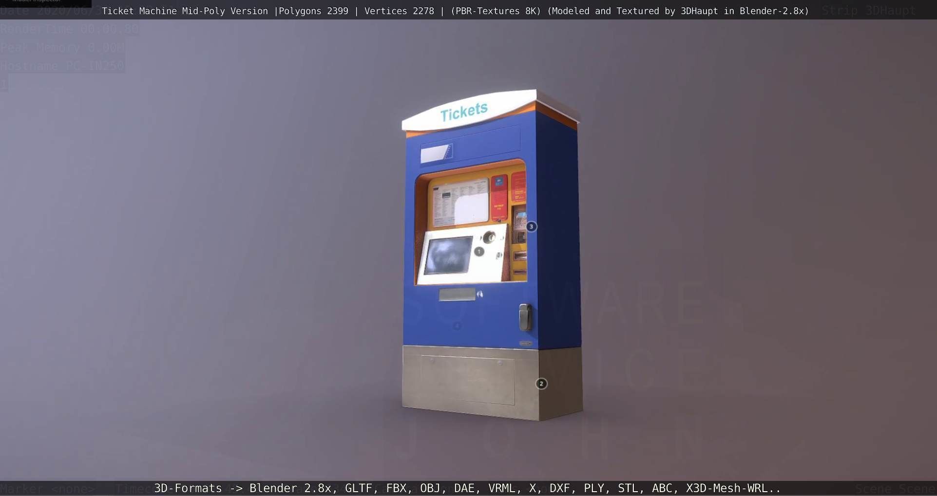 Mid-Poly Ticket Machine Low-poly 3D model_6