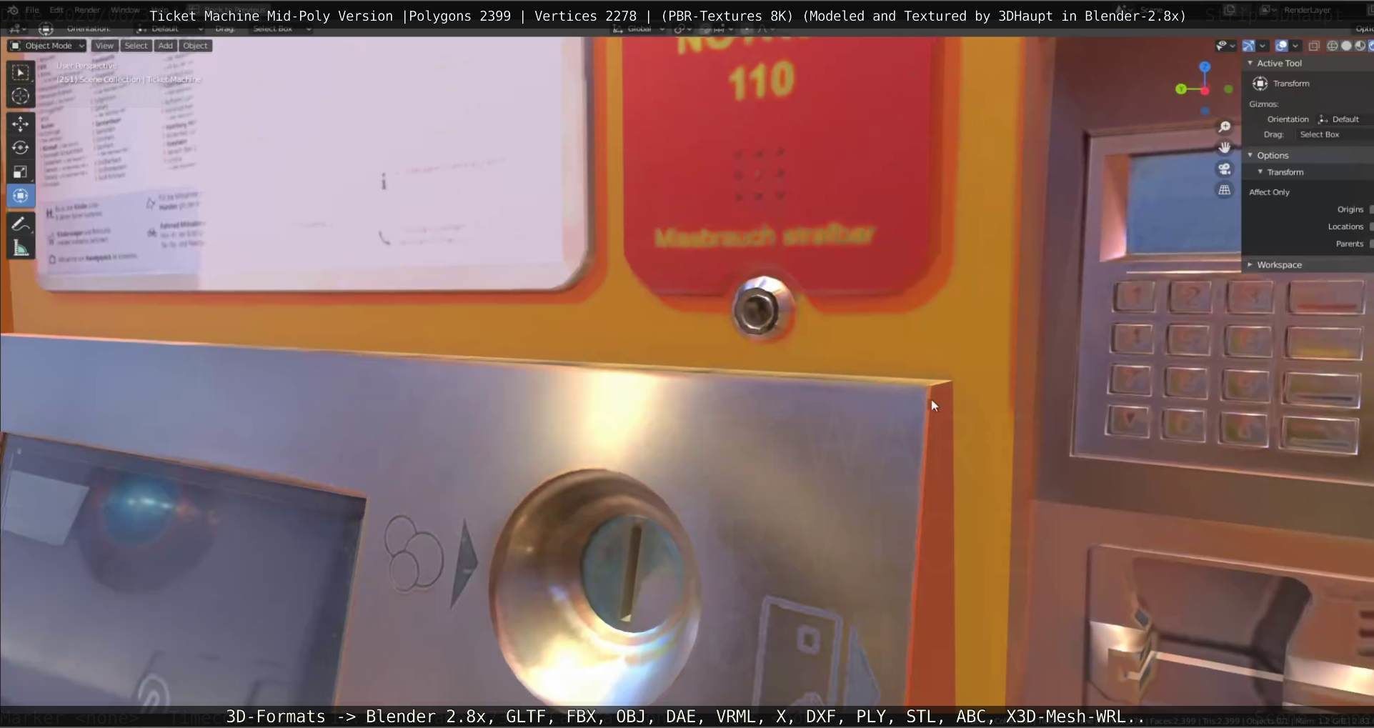 Mid-Poly Ticket Machine Low-poly 3D model_37