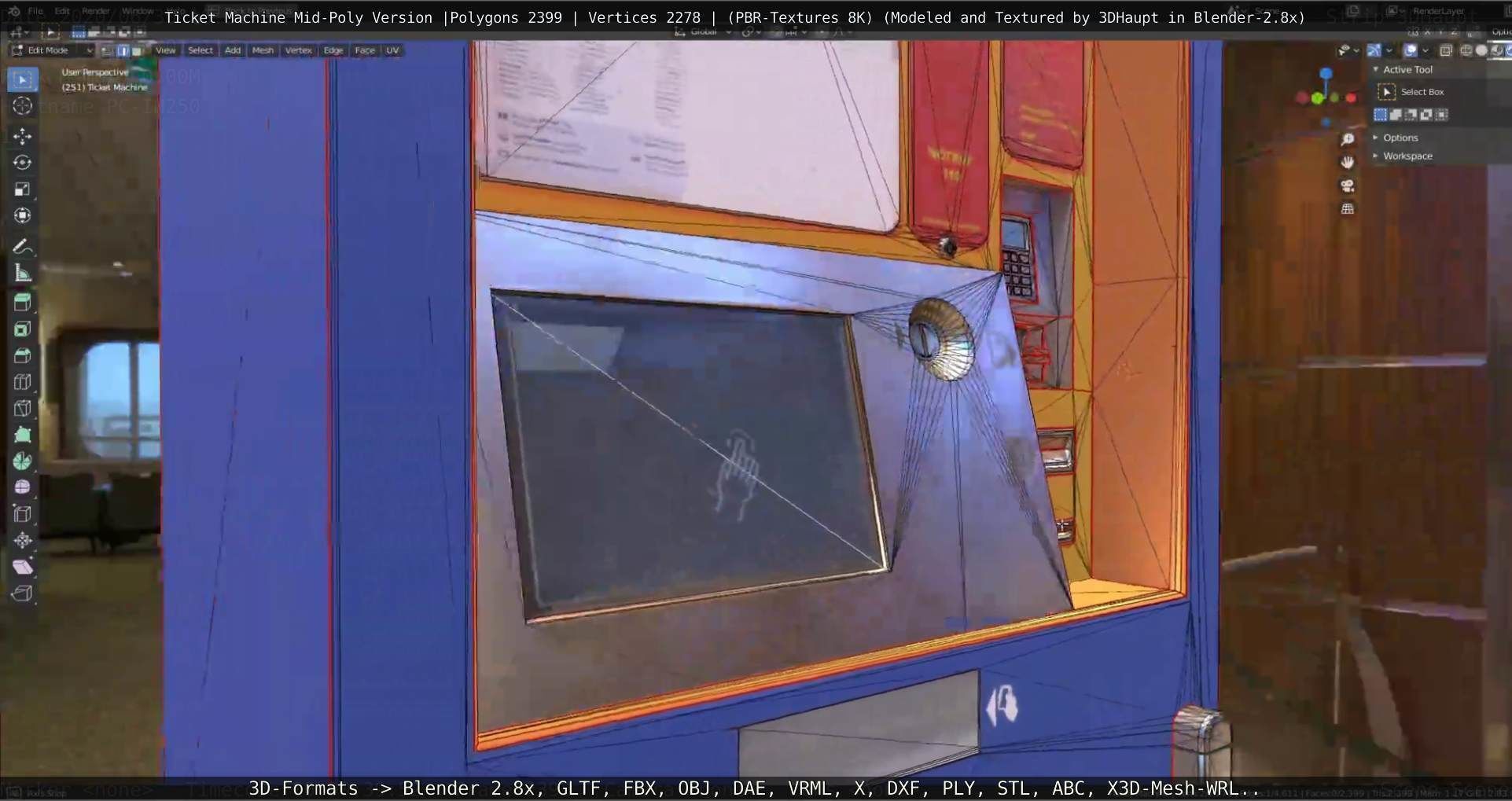 Mid-Poly Ticket Machine Low-poly 3D model_121