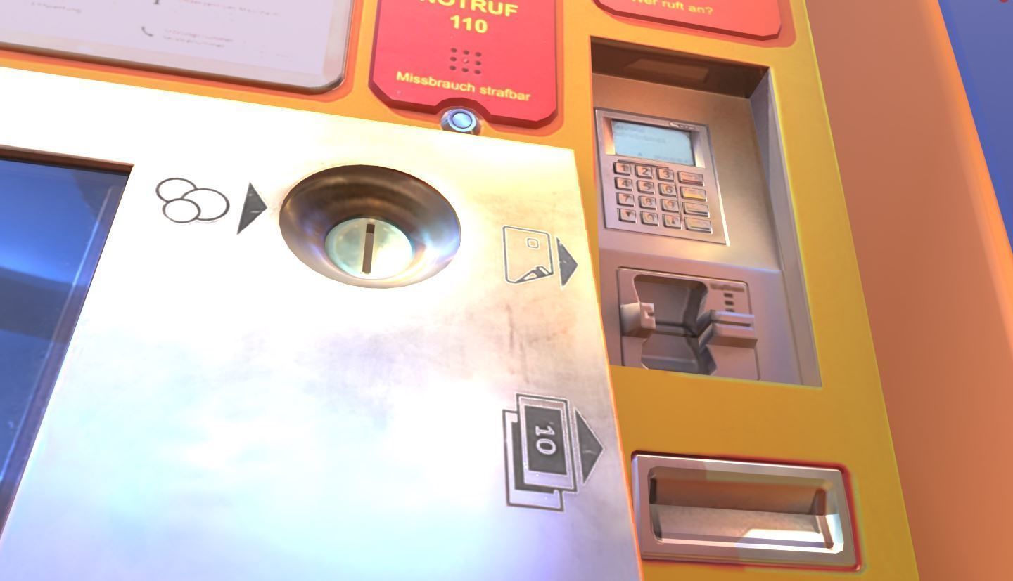 Mid-Poly Ticket Machine Low-poly 3D model_2