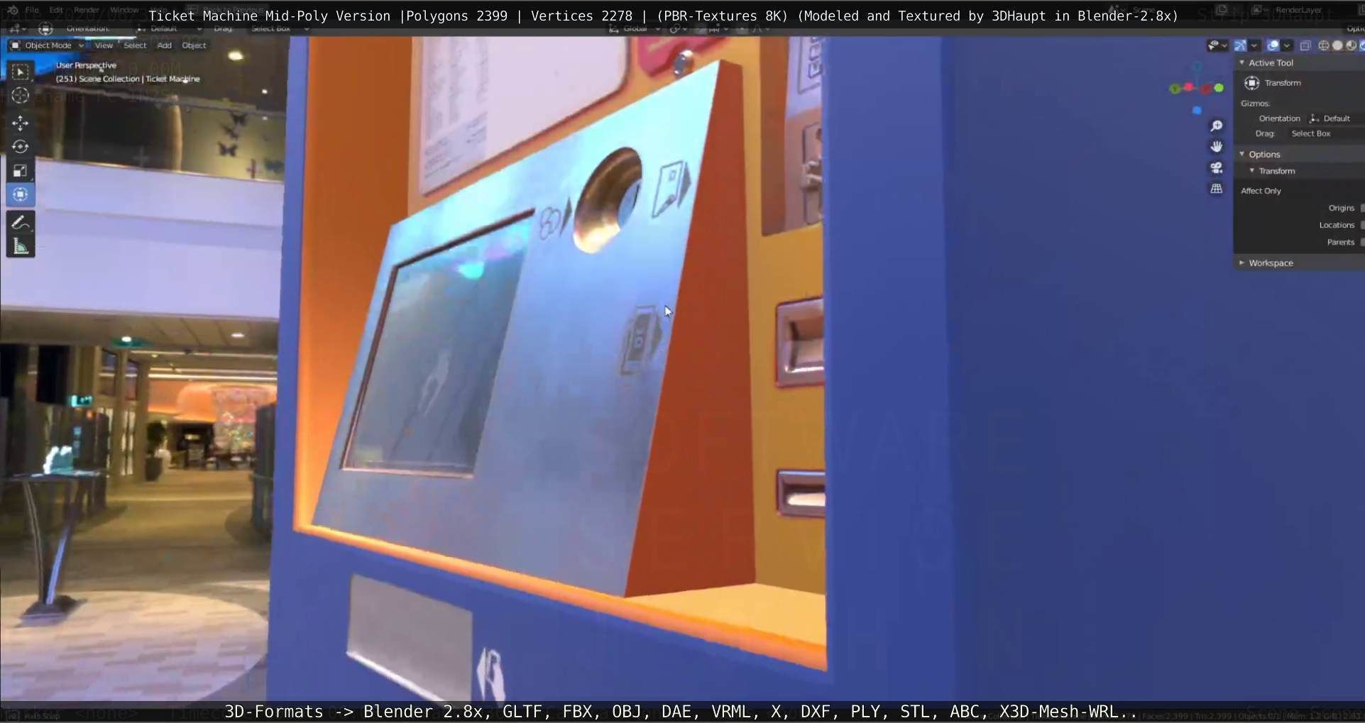 Mid-Poly Ticket Machine Low-poly 3D model_29