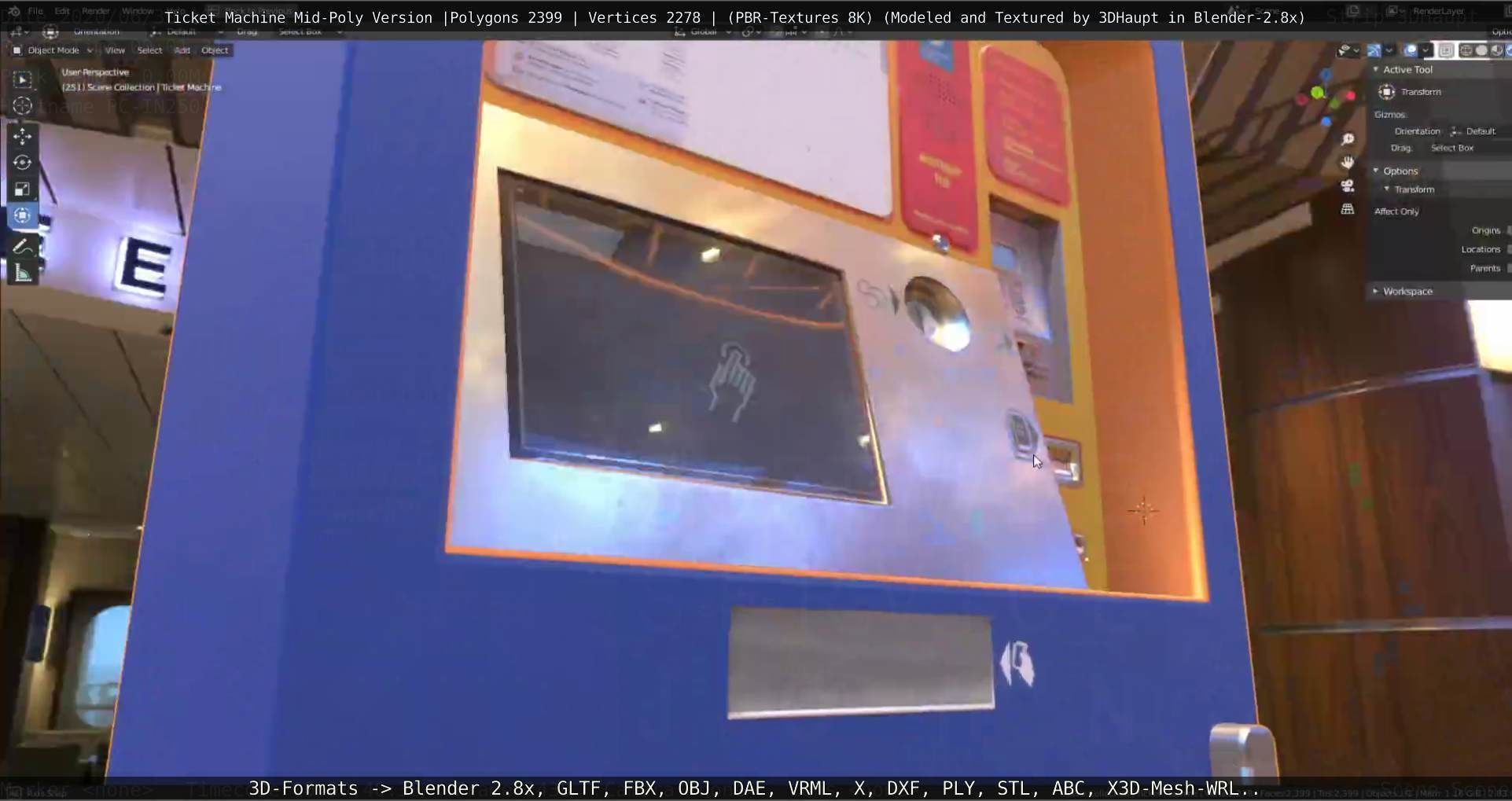 Mid-Poly Ticket Machine Low-poly 3D model_120