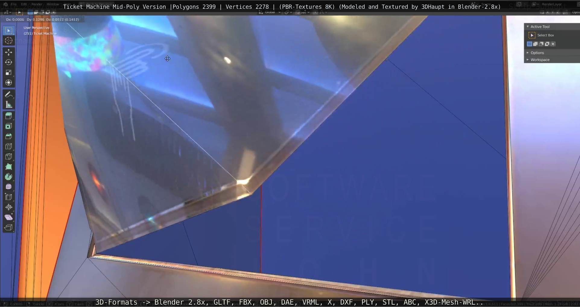 Mid-Poly Ticket Machine Low-poly 3D model_103