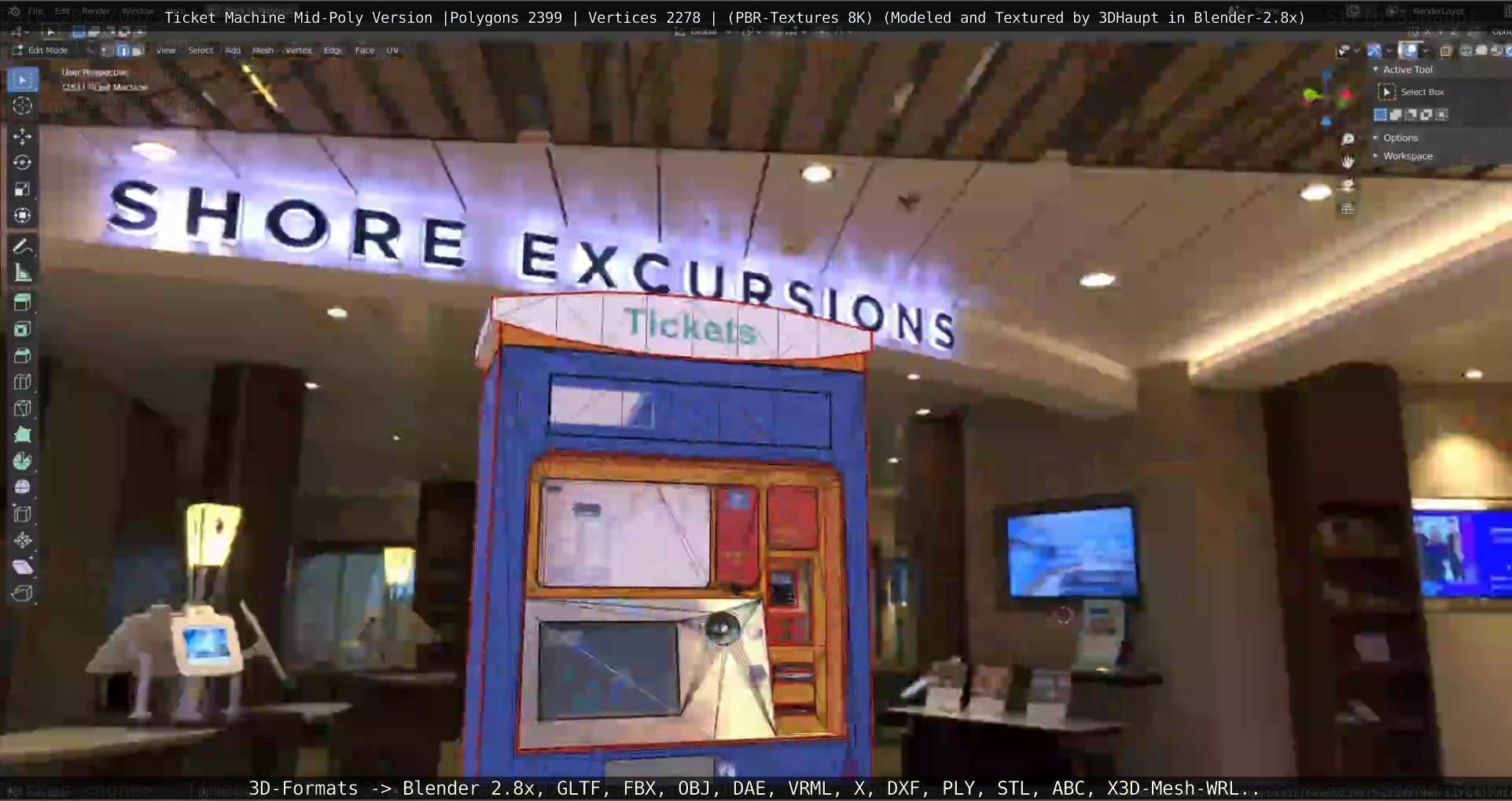 Mid-Poly Ticket Machine Low-poly 3D model_13