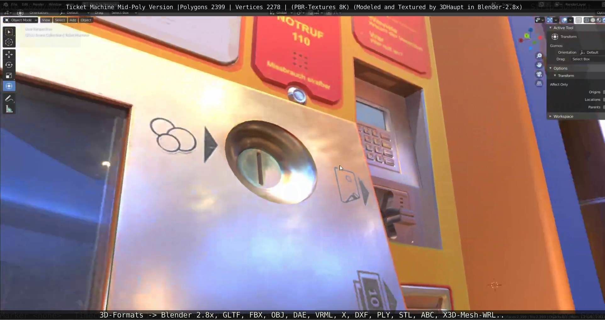 Mid-Poly Ticket Machine Low-poly 3D model_96