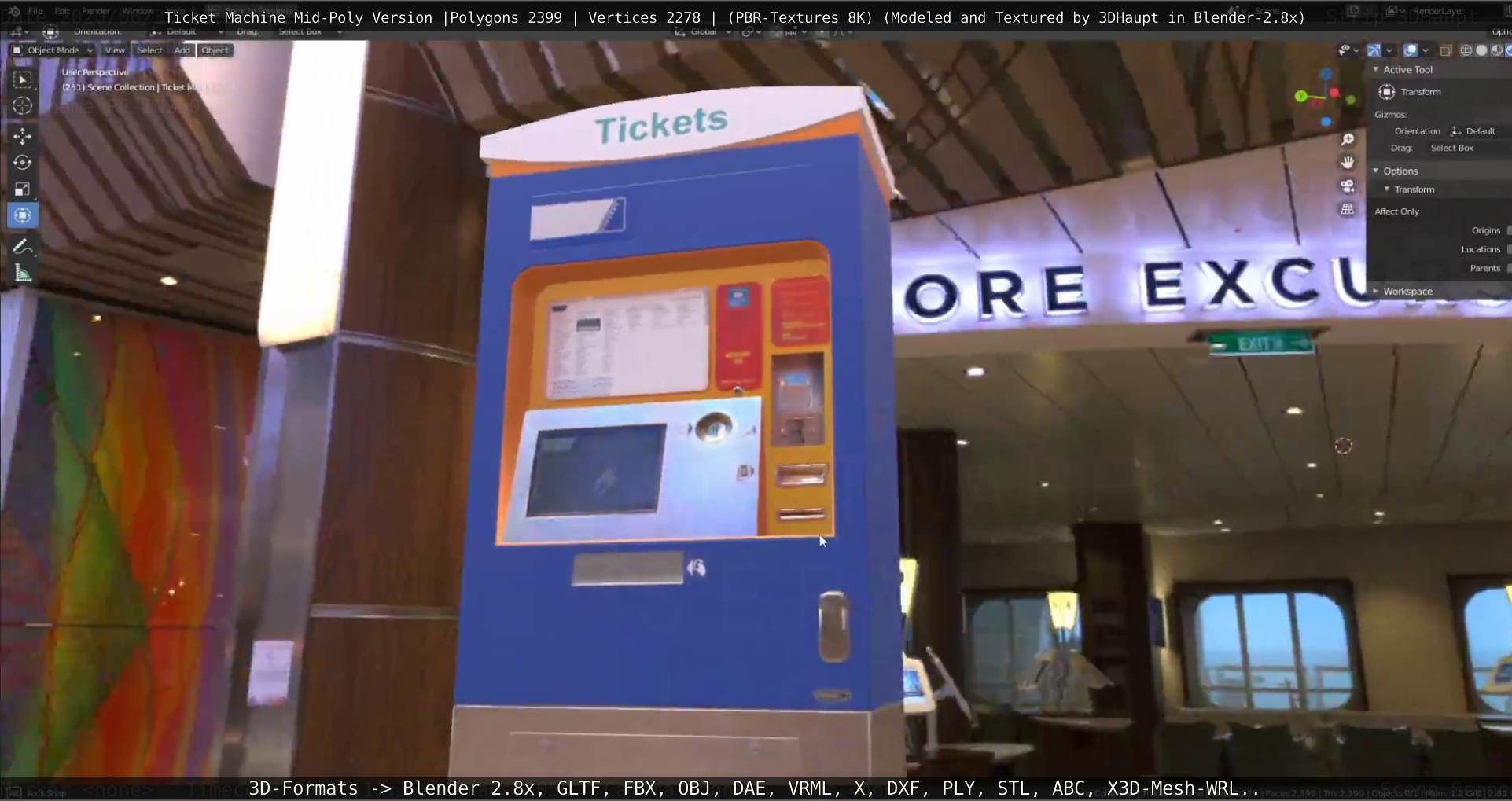 Mid-Poly Ticket Machine Low-poly 3D model_35