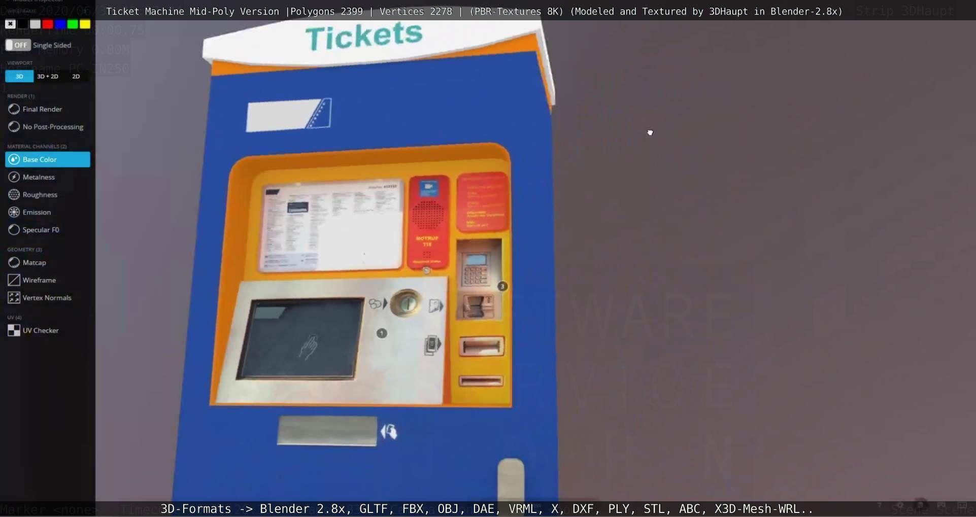 Mid-Poly Ticket Machine Low-poly 3D model_60