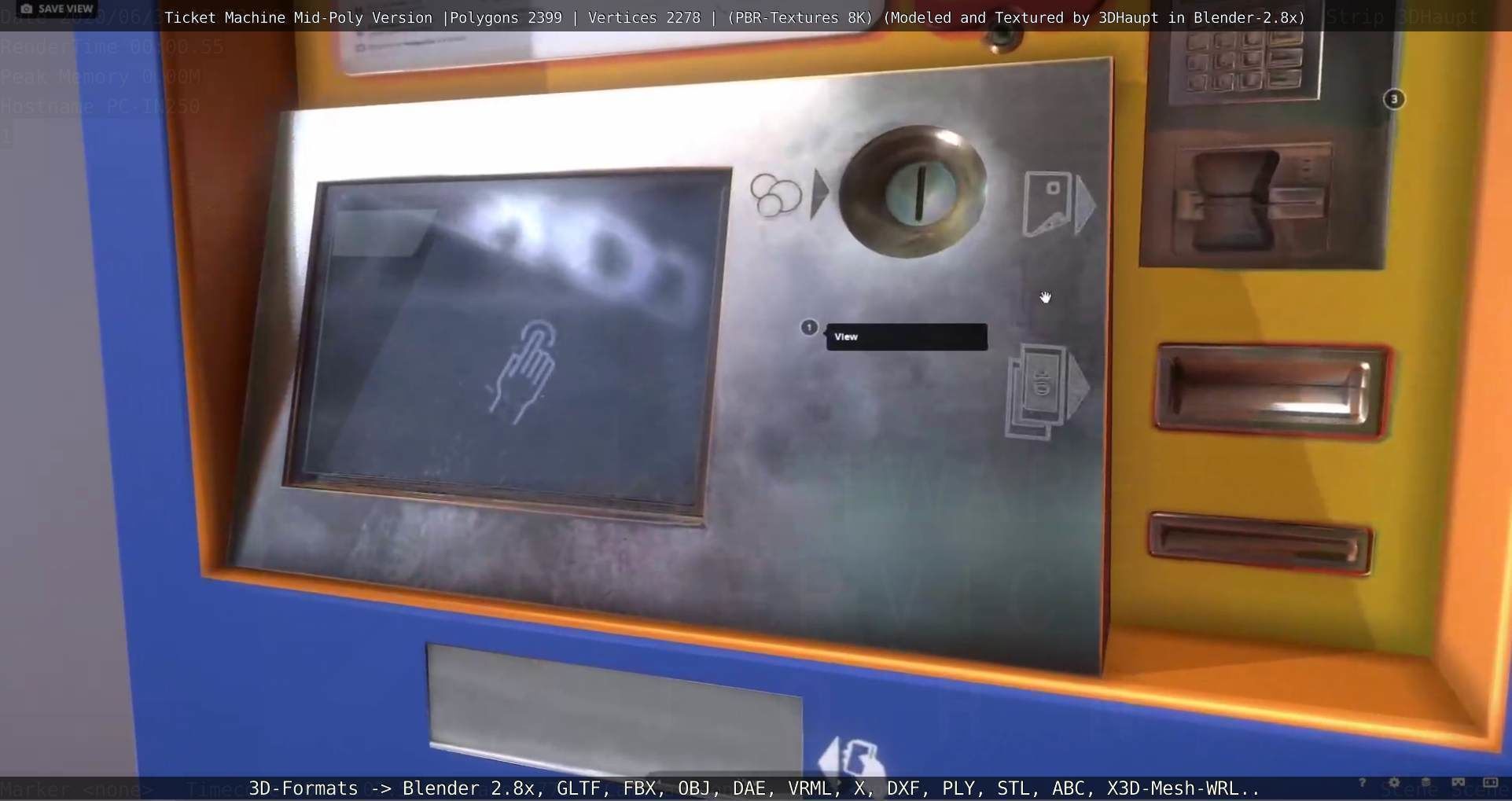 Mid-Poly Ticket Machine Low-poly 3D model_15