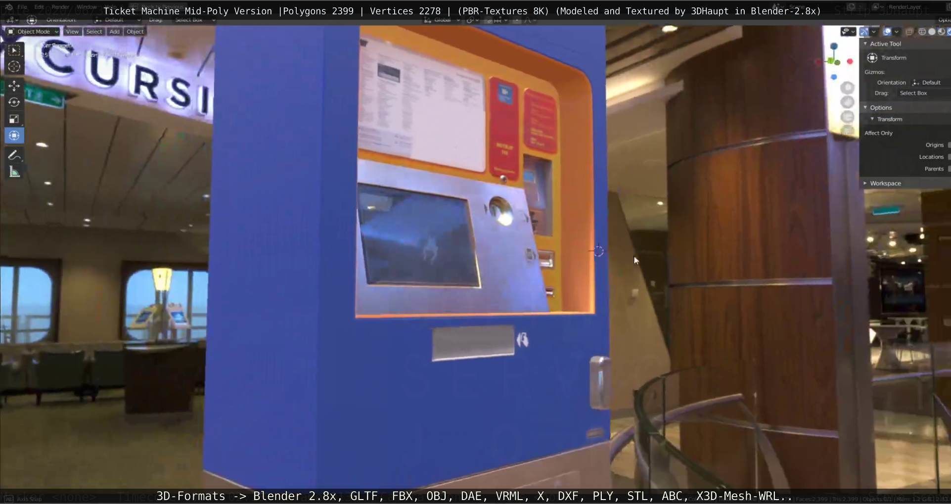 Mid-Poly Ticket Machine Low-poly 3D model_91