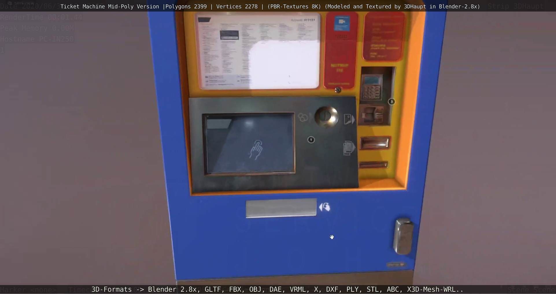 Mid-Poly Ticket Machine Low-poly 3D model_48