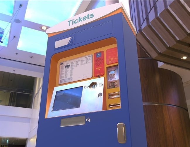 Mid-Poly Ticket Machine Low-poly 3D model