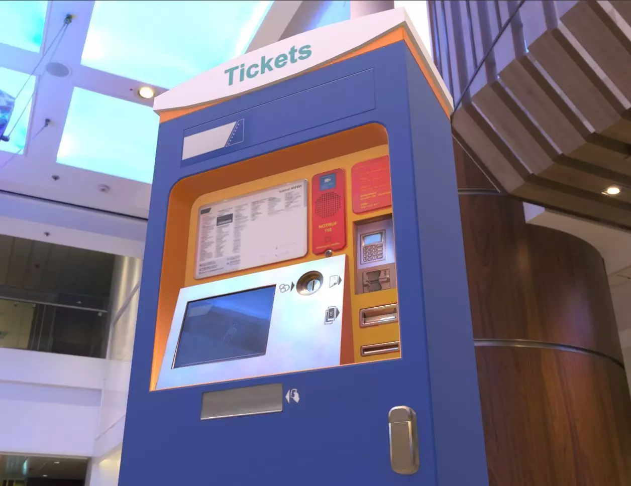 Mid-Poly Ticket Machine Low-poly 3D model_0