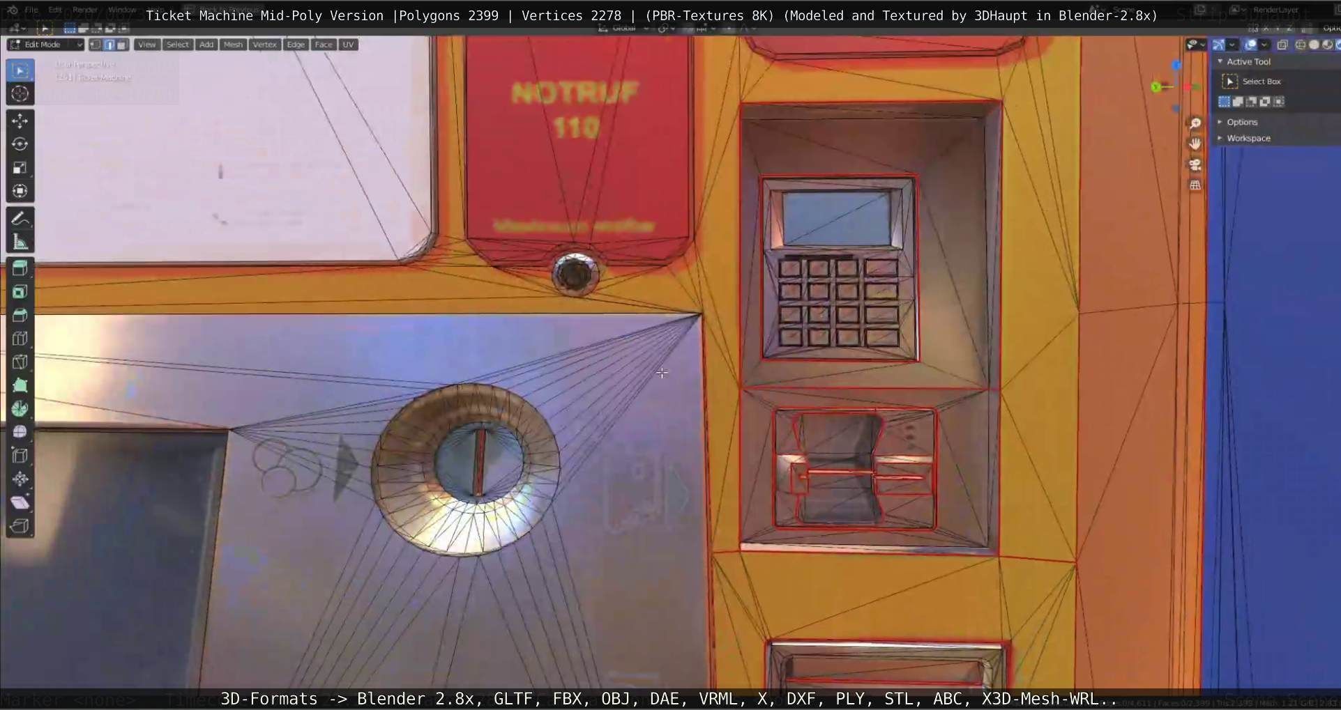 Mid-Poly Ticket Machine Low-poly 3D model_40