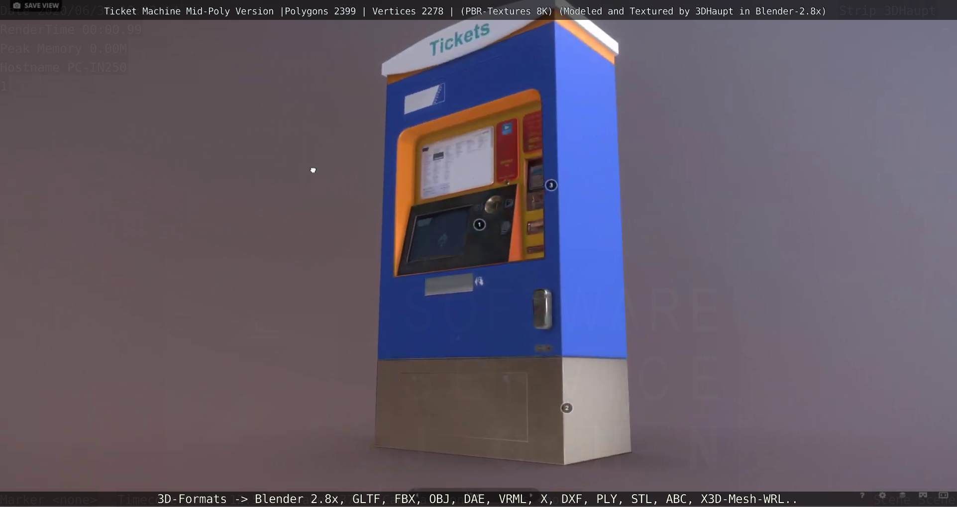 Mid-Poly Ticket Machine Low-poly 3D model_53