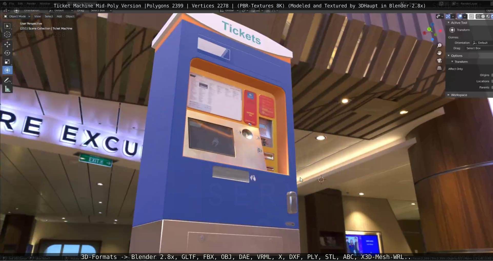 Mid-Poly Ticket Machine Low-poly 3D model_100