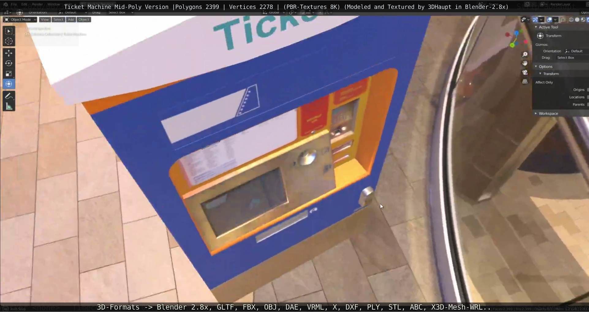 Mid-Poly Ticket Machine Low-poly 3D model_27