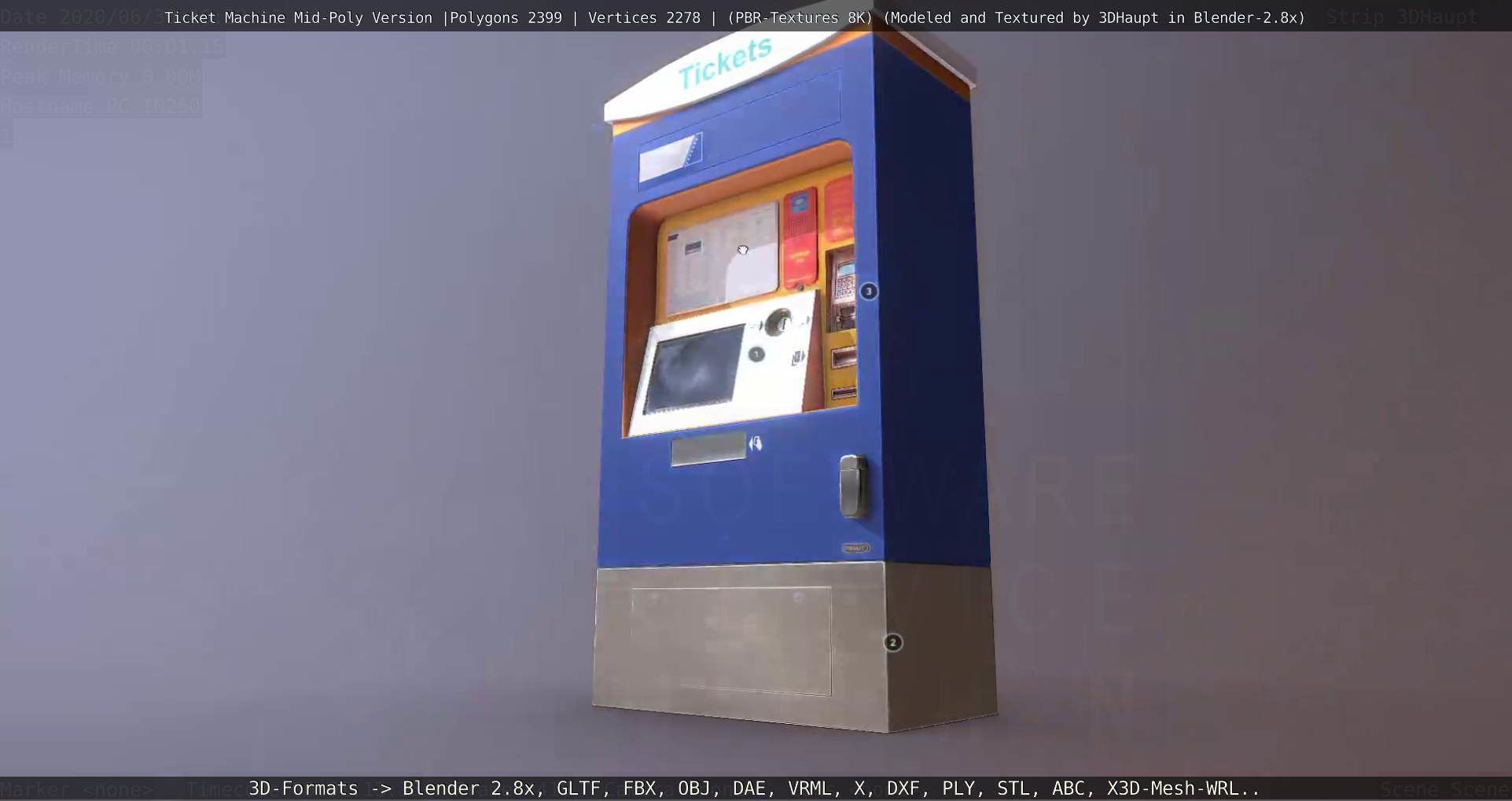 Mid-Poly Ticket Machine Low-poly 3D model_55