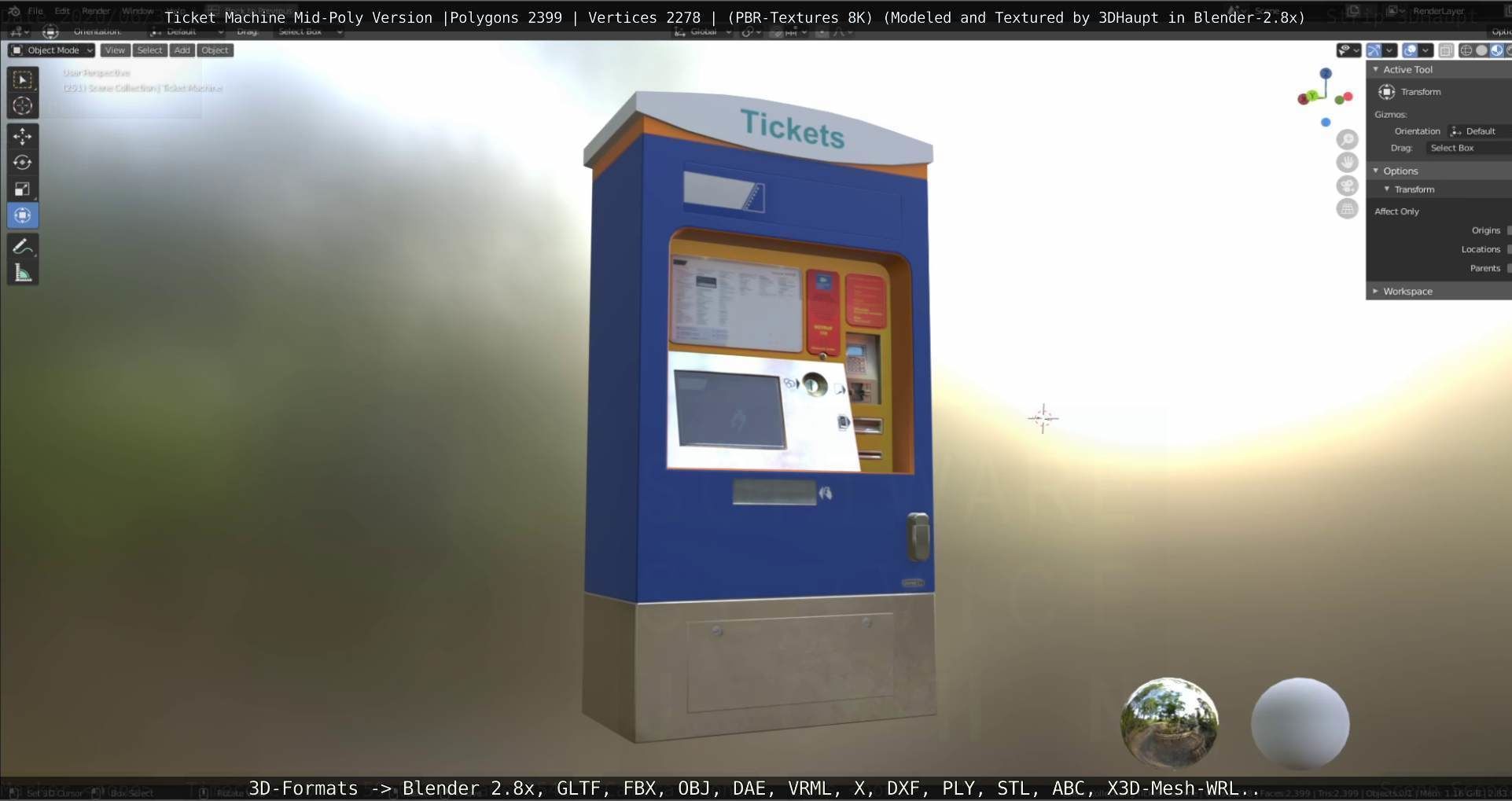 Mid-Poly Ticket Machine Low-poly 3D model_142