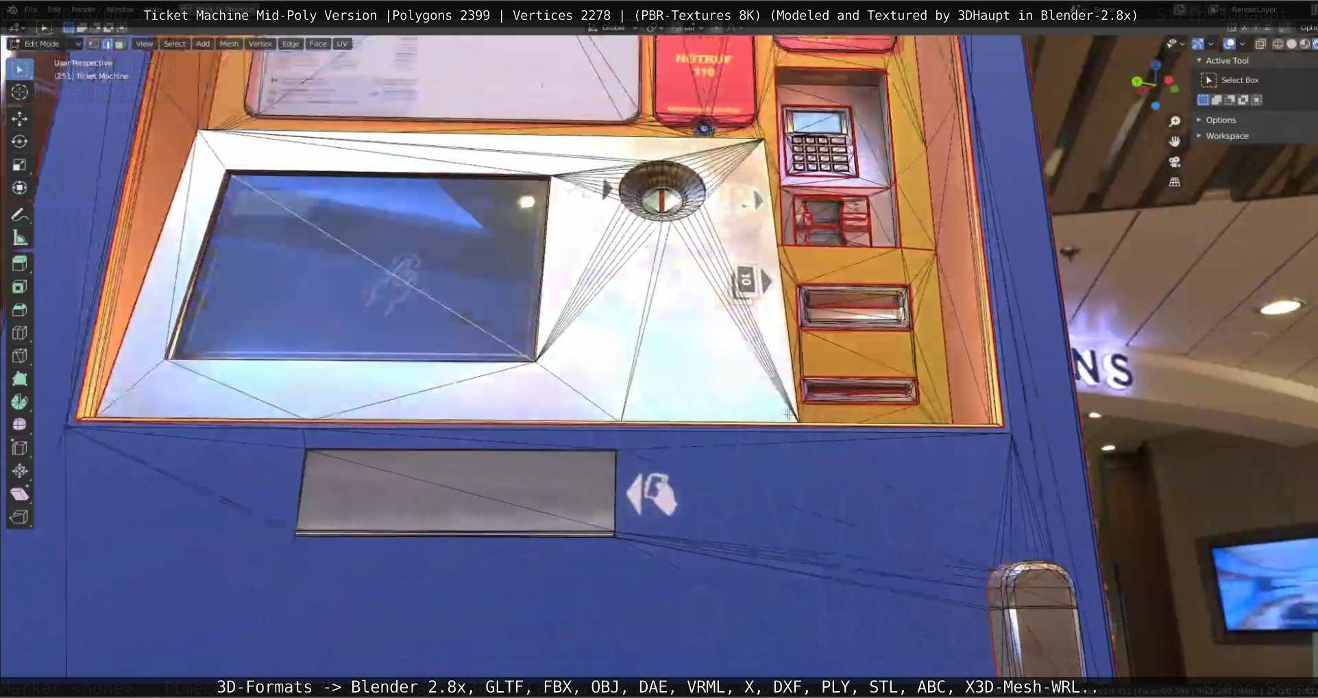 Mid-Poly Ticket Machine Low-poly 3D model_117