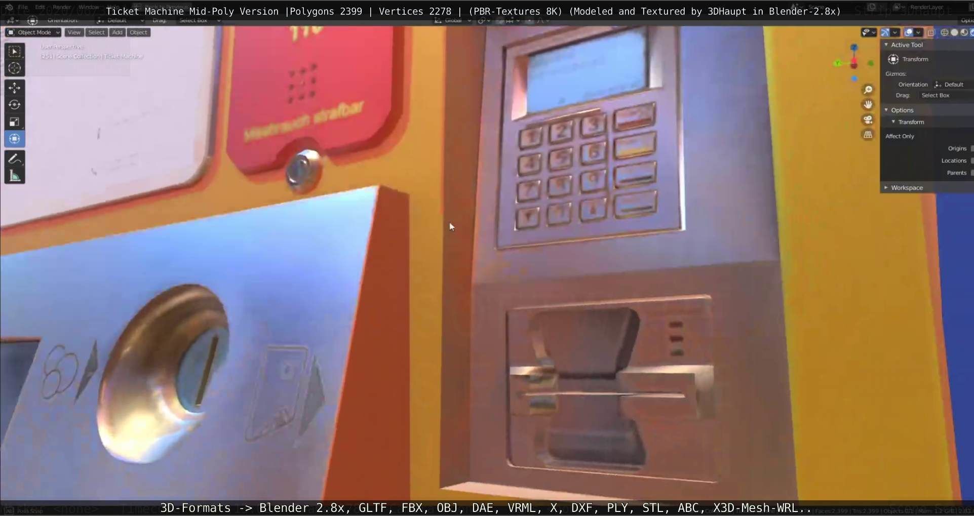 Mid-Poly Ticket Machine Low-poly 3D model_94