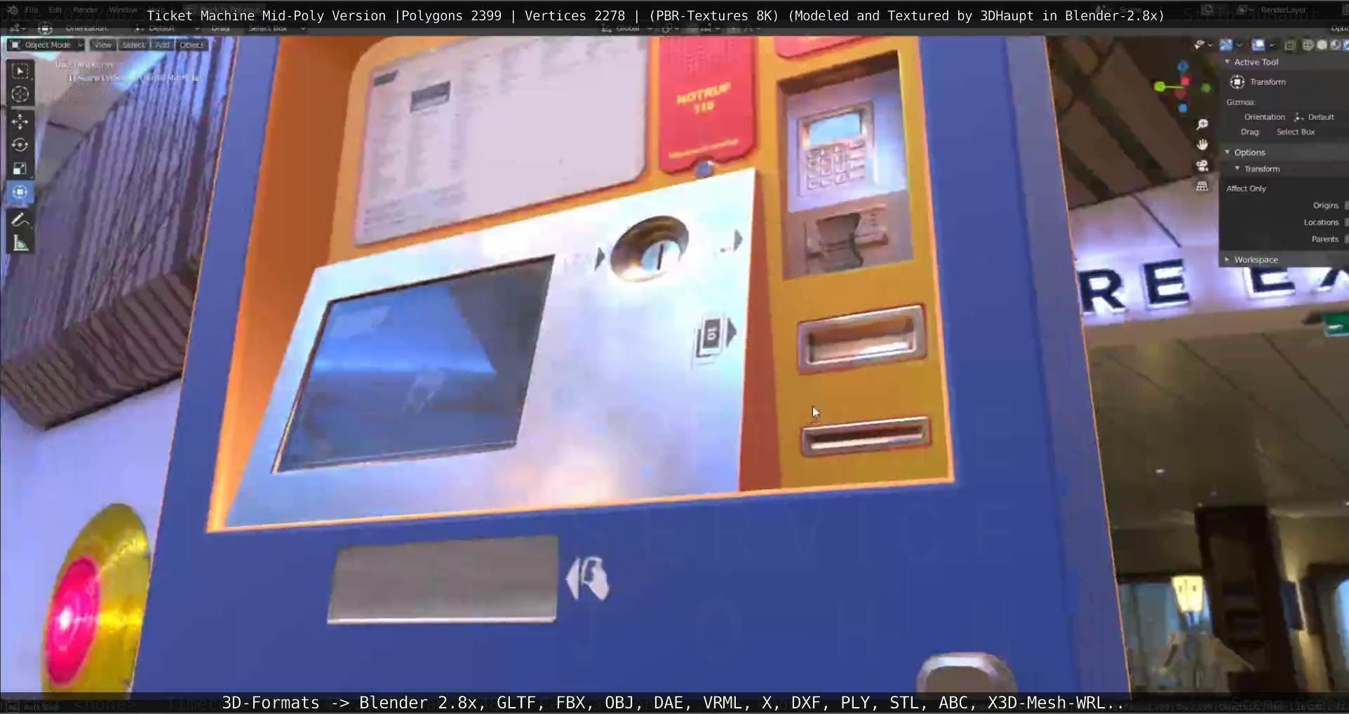 Mid-Poly Ticket Machine Low-poly 3D model_118