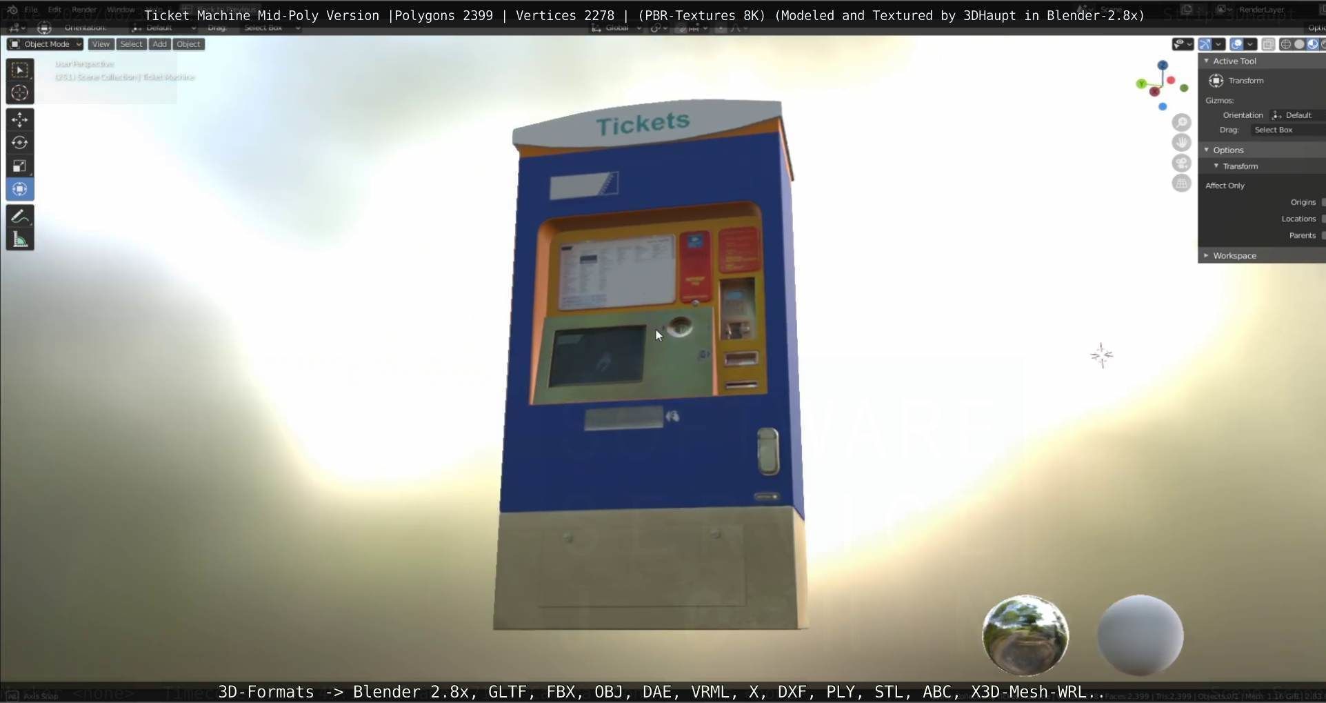 Mid-Poly Ticket Machine Low-poly 3D model_126