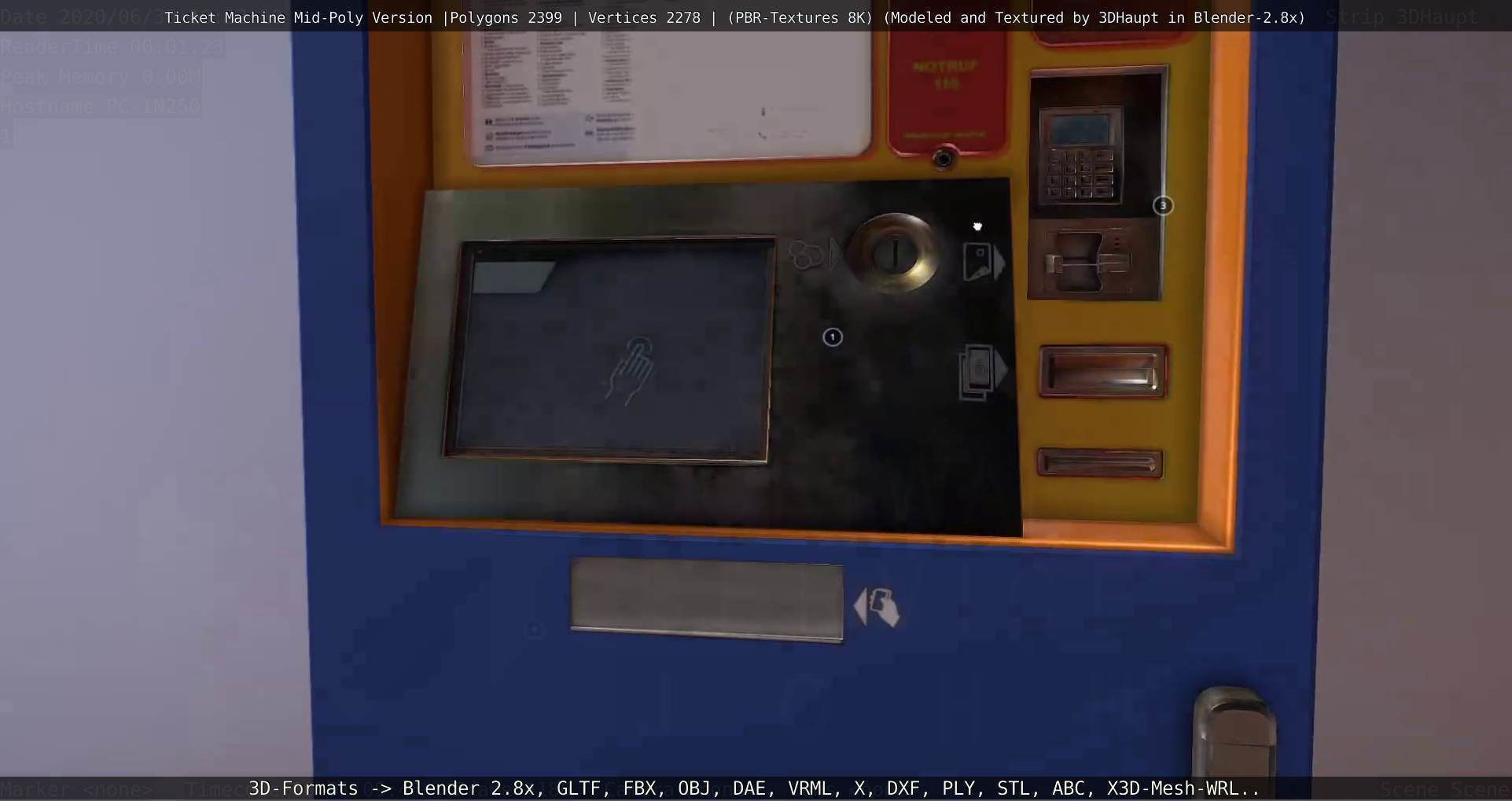 Mid-Poly Ticket Machine Low-poly 3D model_47