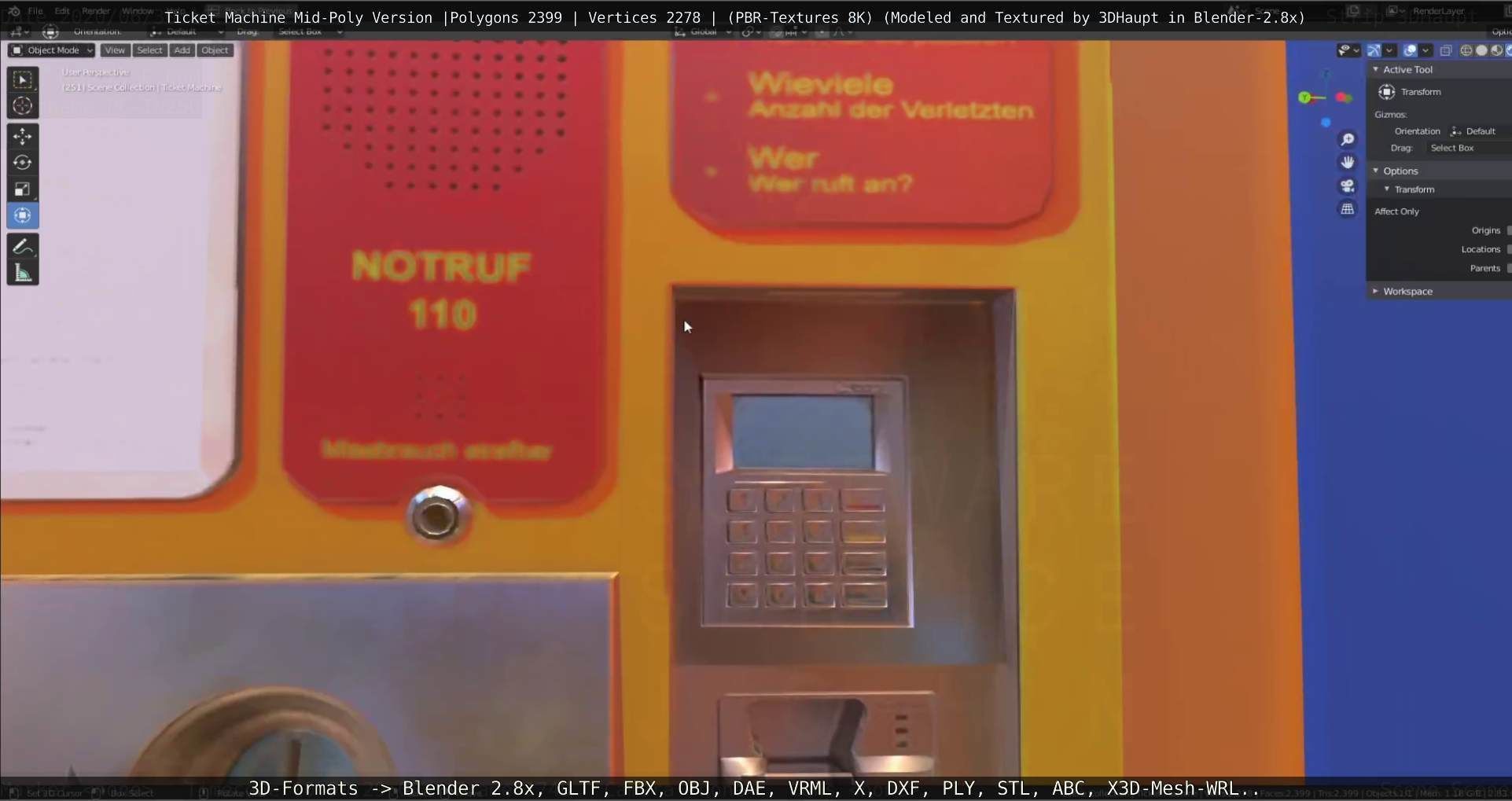 Mid-Poly Ticket Machine Low-poly 3D model_7