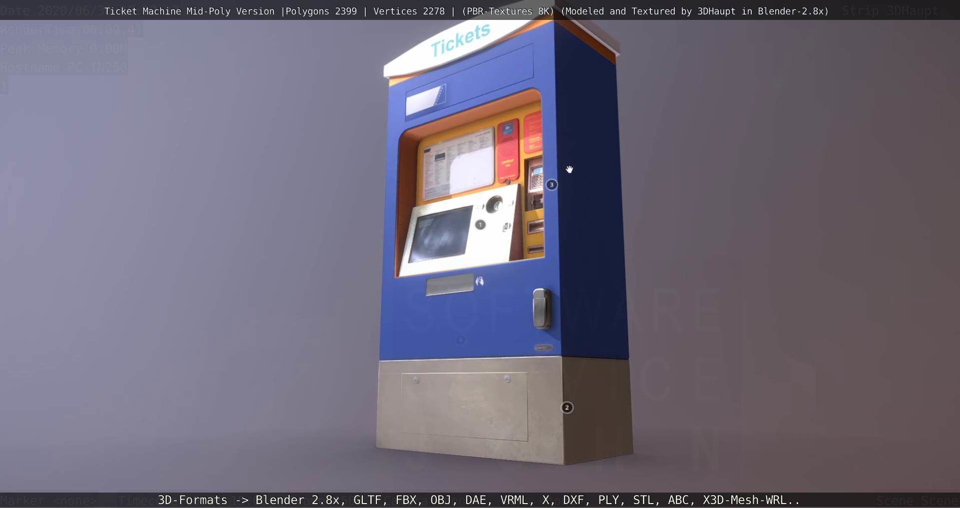Mid-Poly Ticket Machine Low-poly 3D model_56