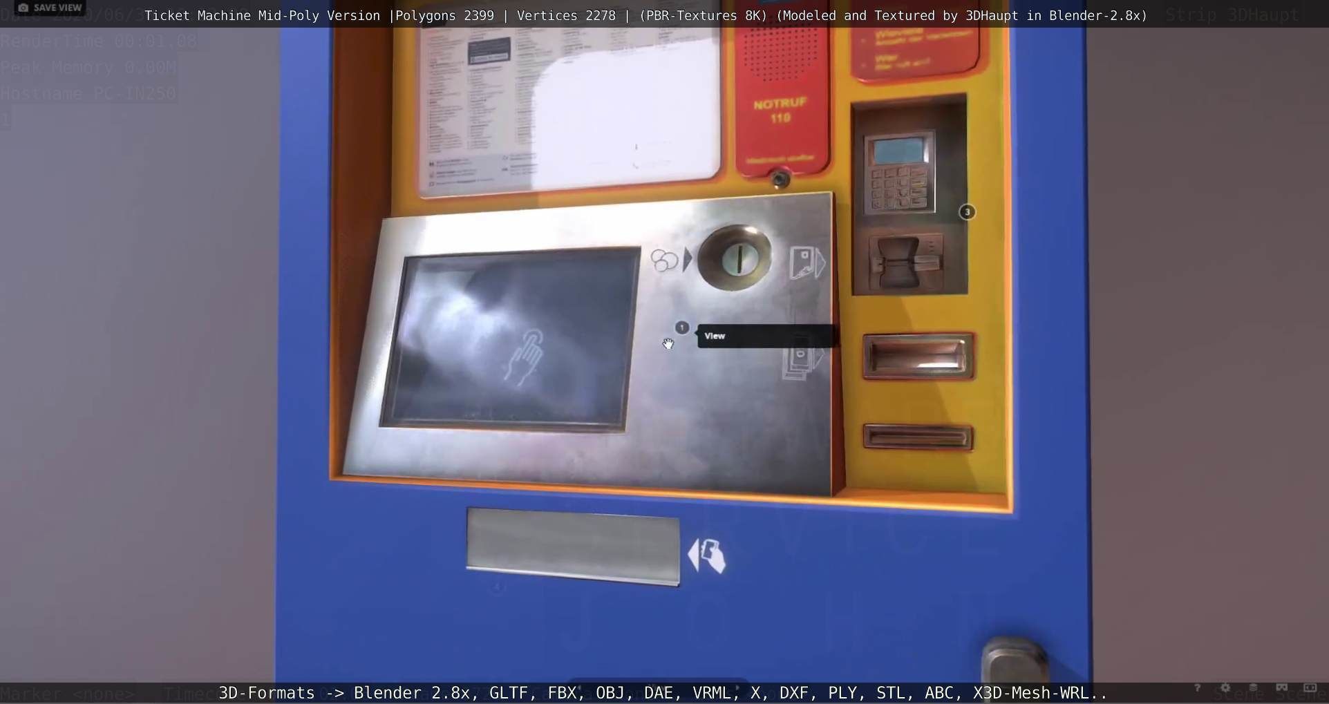 Mid-Poly Ticket Machine Low-poly 3D model_144