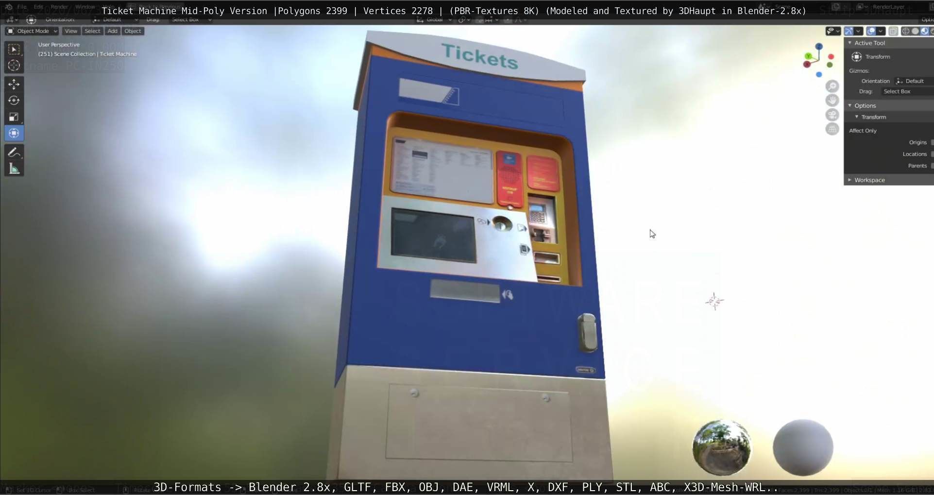 Mid-Poly Ticket Machine Low-poly 3D model_137
