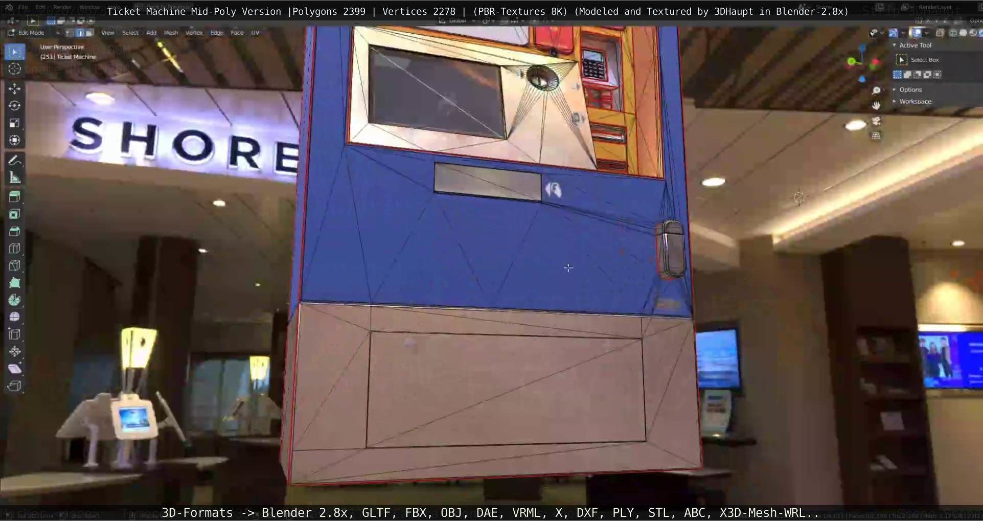 Mid-Poly Ticket Machine Low-poly 3D model_111