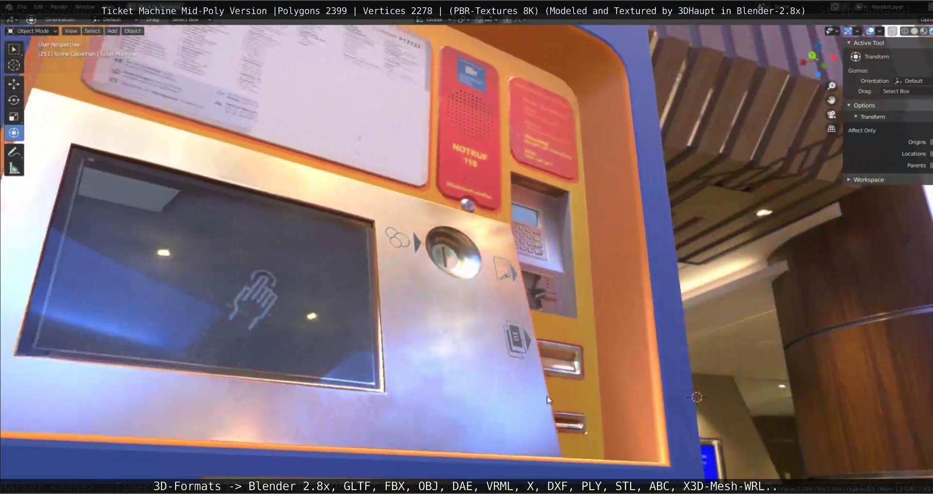 Mid-Poly Ticket Machine Low-poly 3D model_99