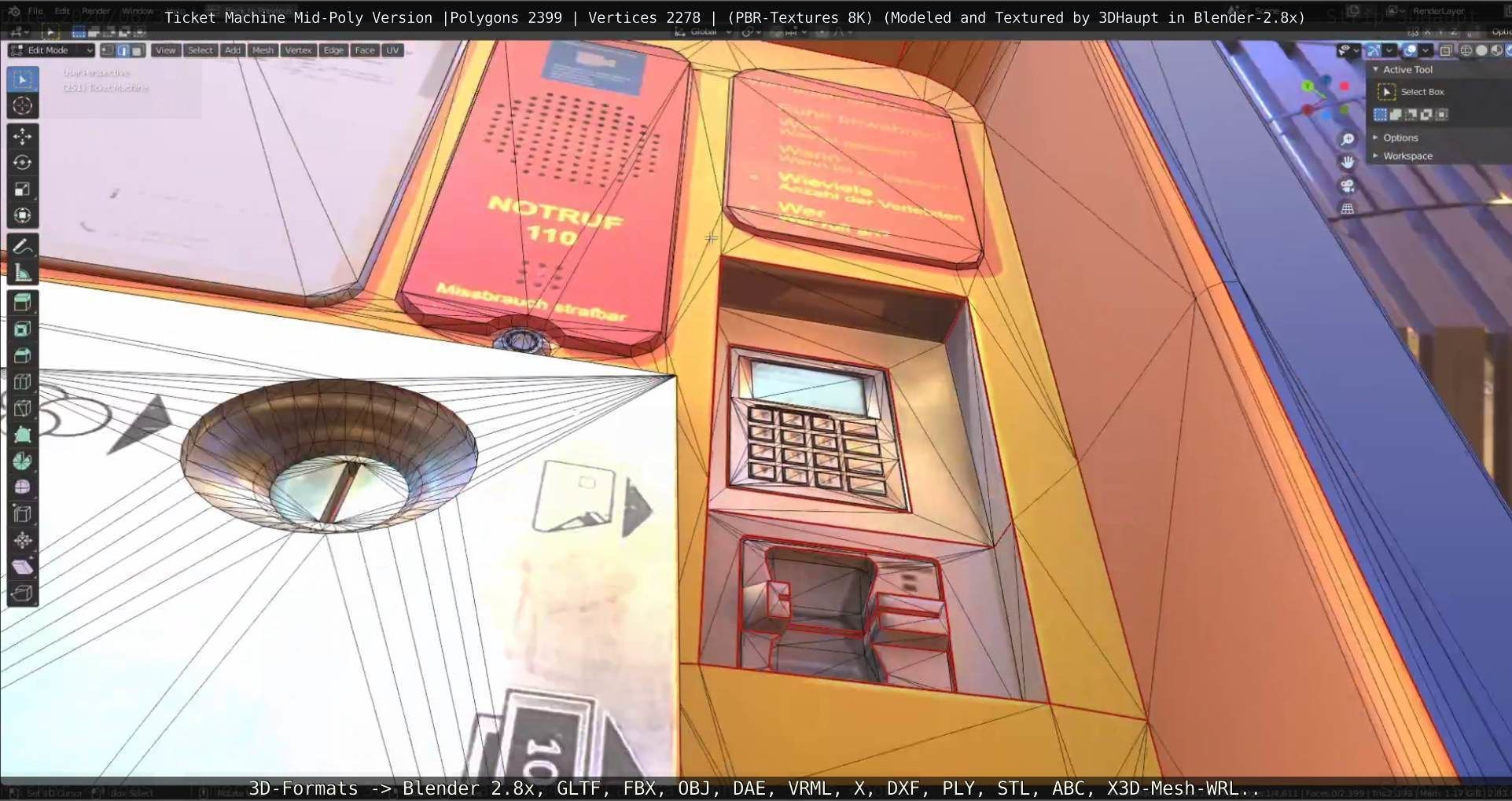 Mid-Poly Ticket Machine Low-poly 3D model_110