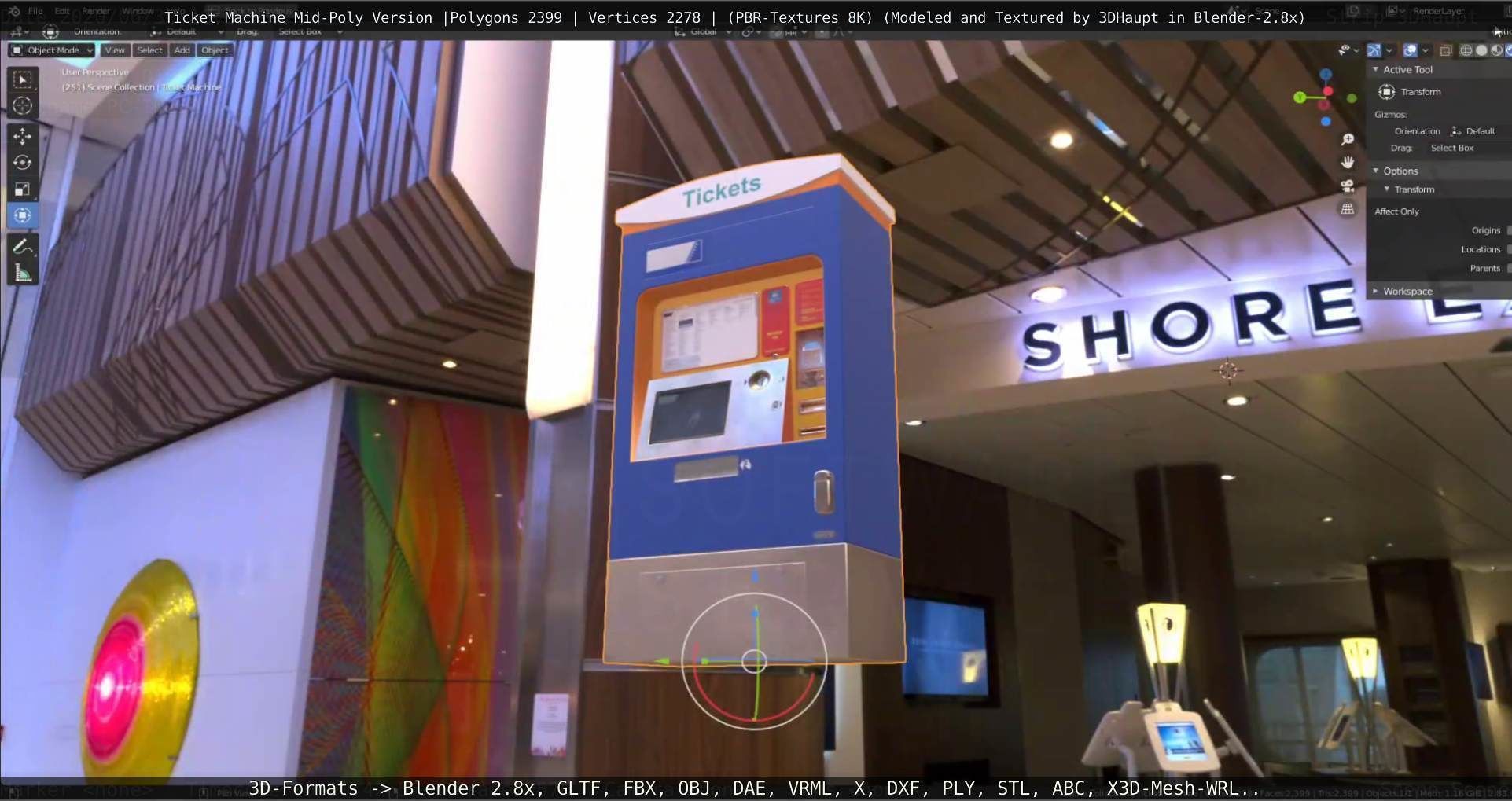 Mid-Poly Ticket Machine Low-poly 3D model_12