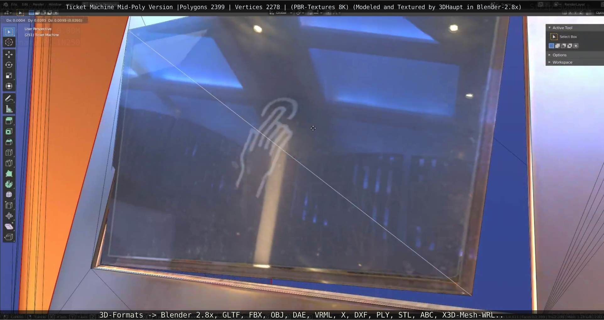 Mid-Poly Ticket Machine Low-poly 3D model_43