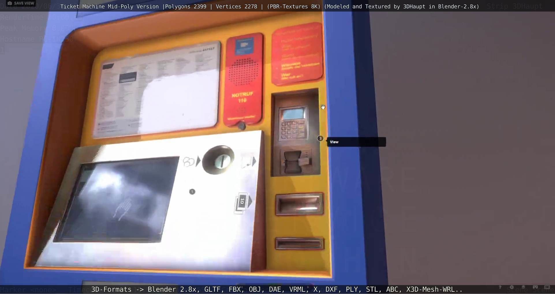 Mid-Poly Ticket Machine Low-poly 3D model_21