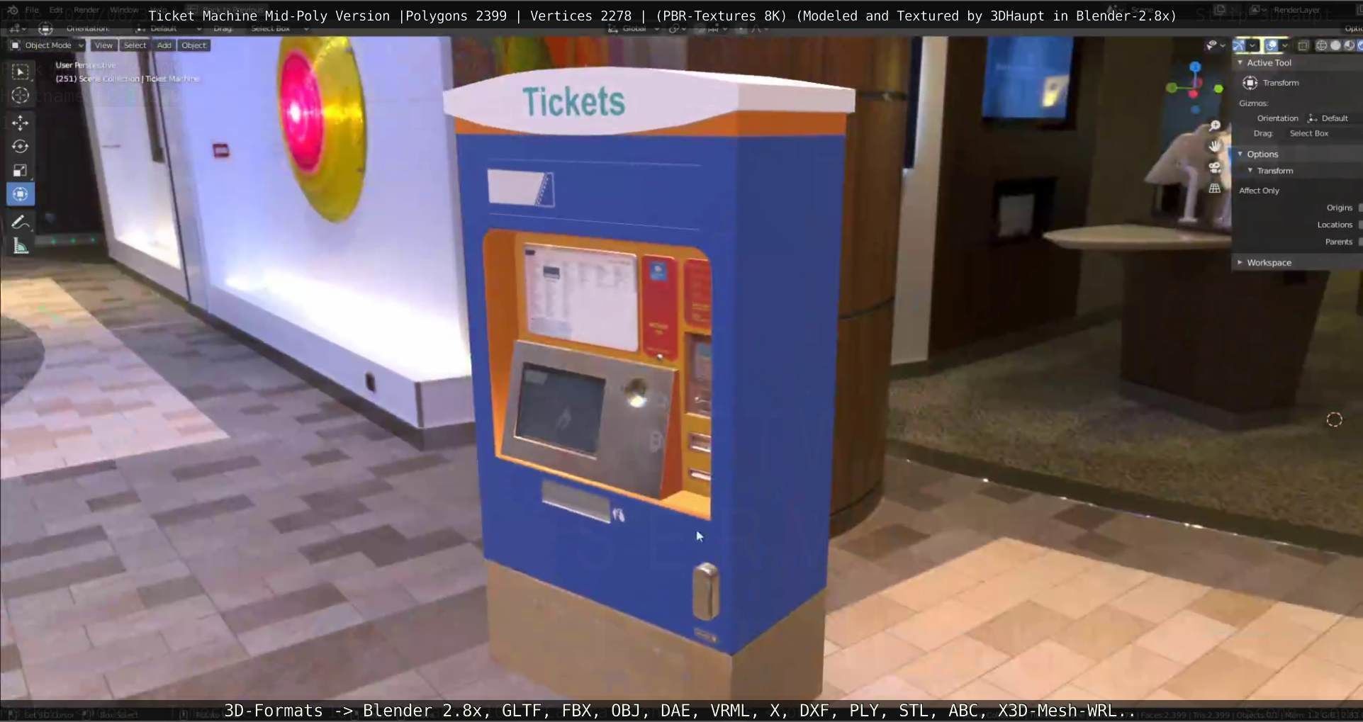 Mid-Poly Ticket Machine Low-poly 3D model_38