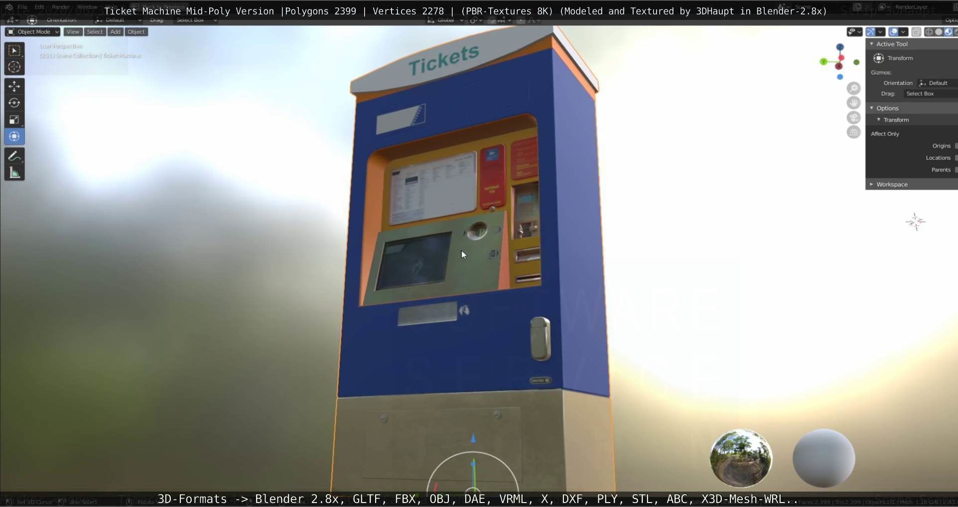 Mid-Poly Ticket Machine Low-poly 3D model_122